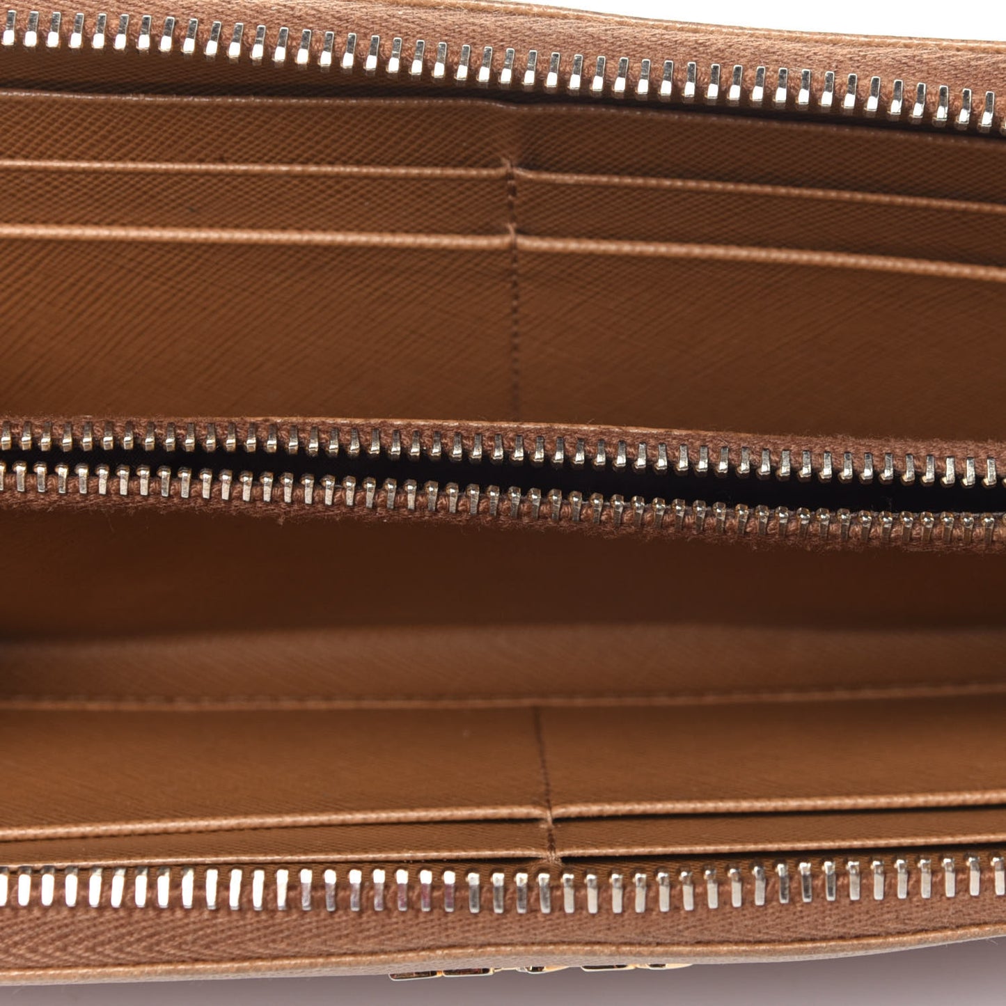 Saffiano Metal Zip Around Wallet Caramel