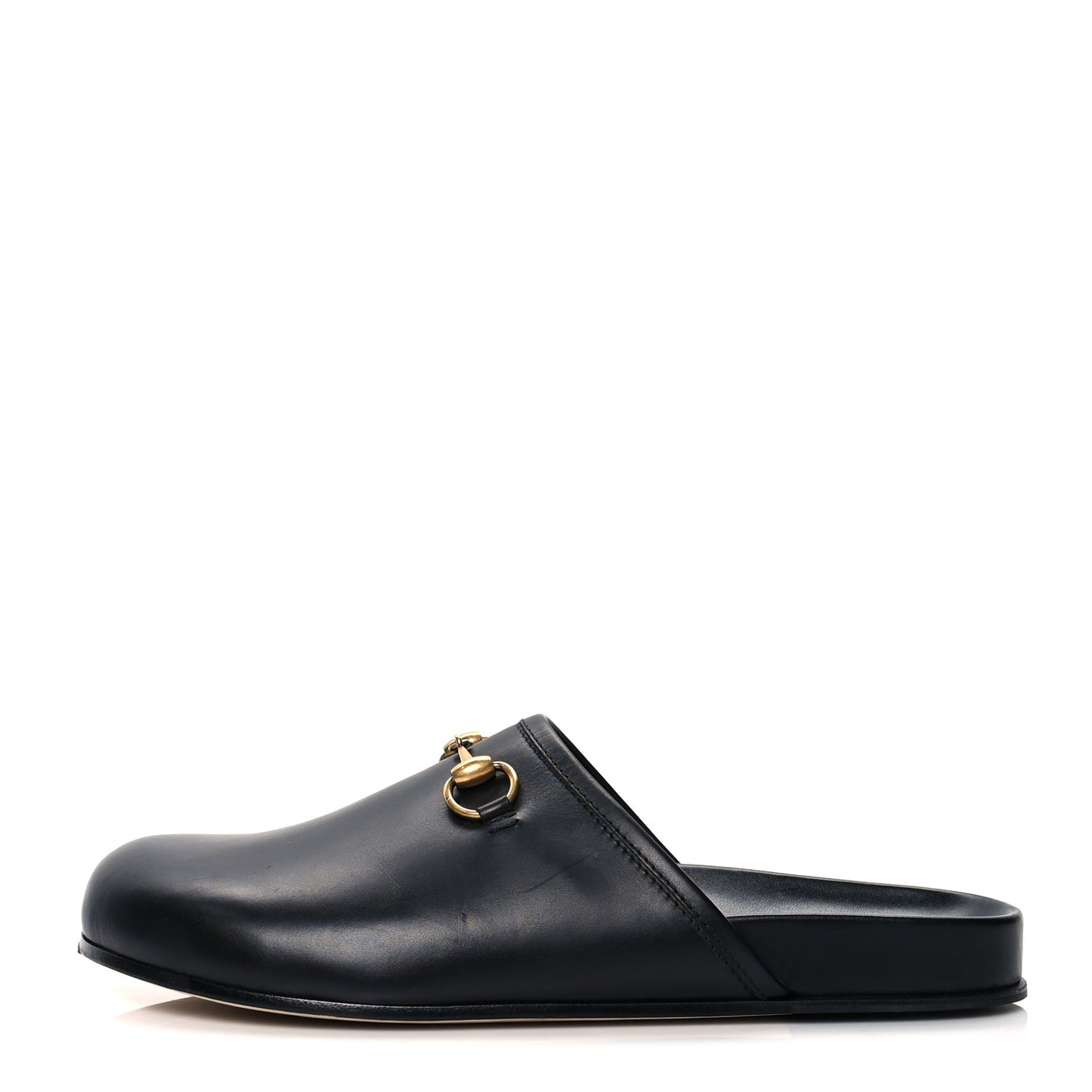 Calfskin Mens Horsebit River Slippers 9 Black
