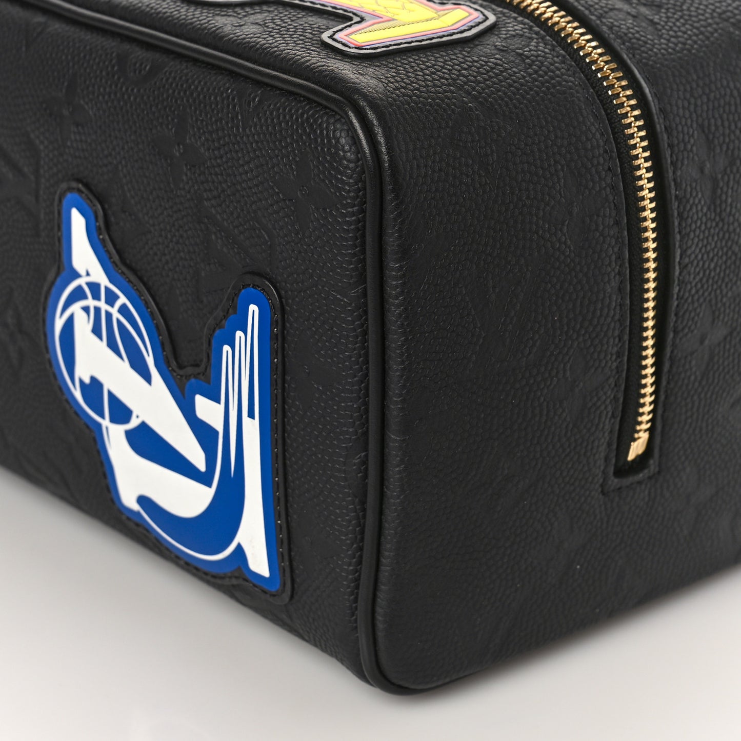 X NBA Calfskin Monogram Embossed Cloakroom Dopp Kit Black