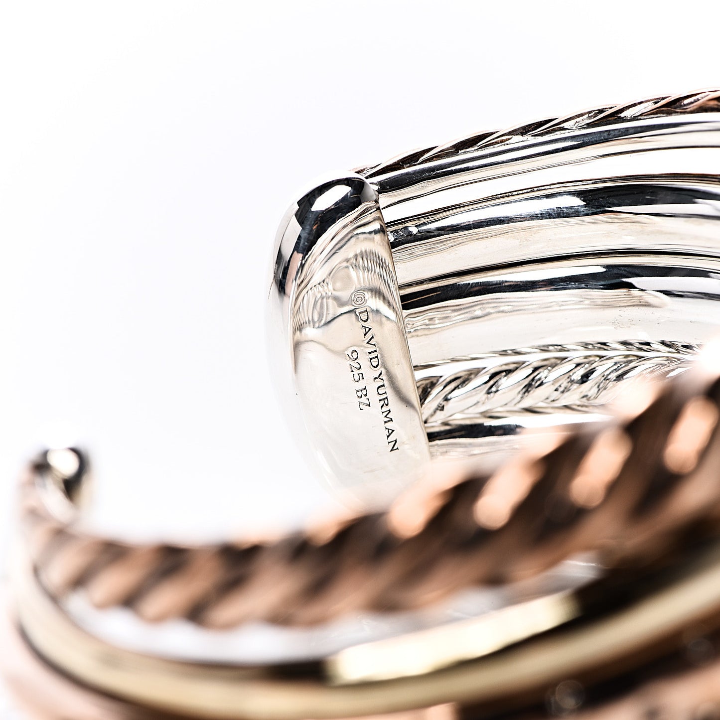 Sterling Silver Bronze Diamond Pure Form Bracelet