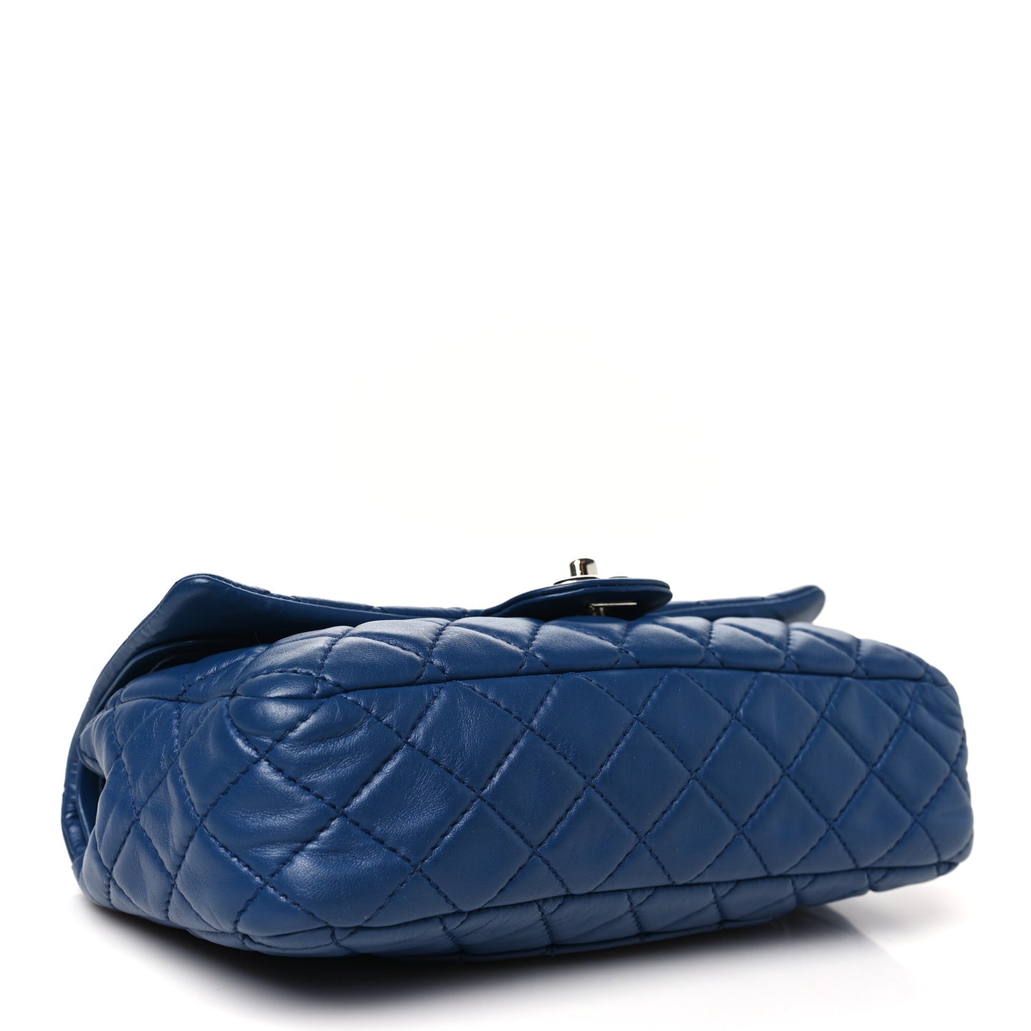 Lambskin Quilted Medium Double Flap Blue