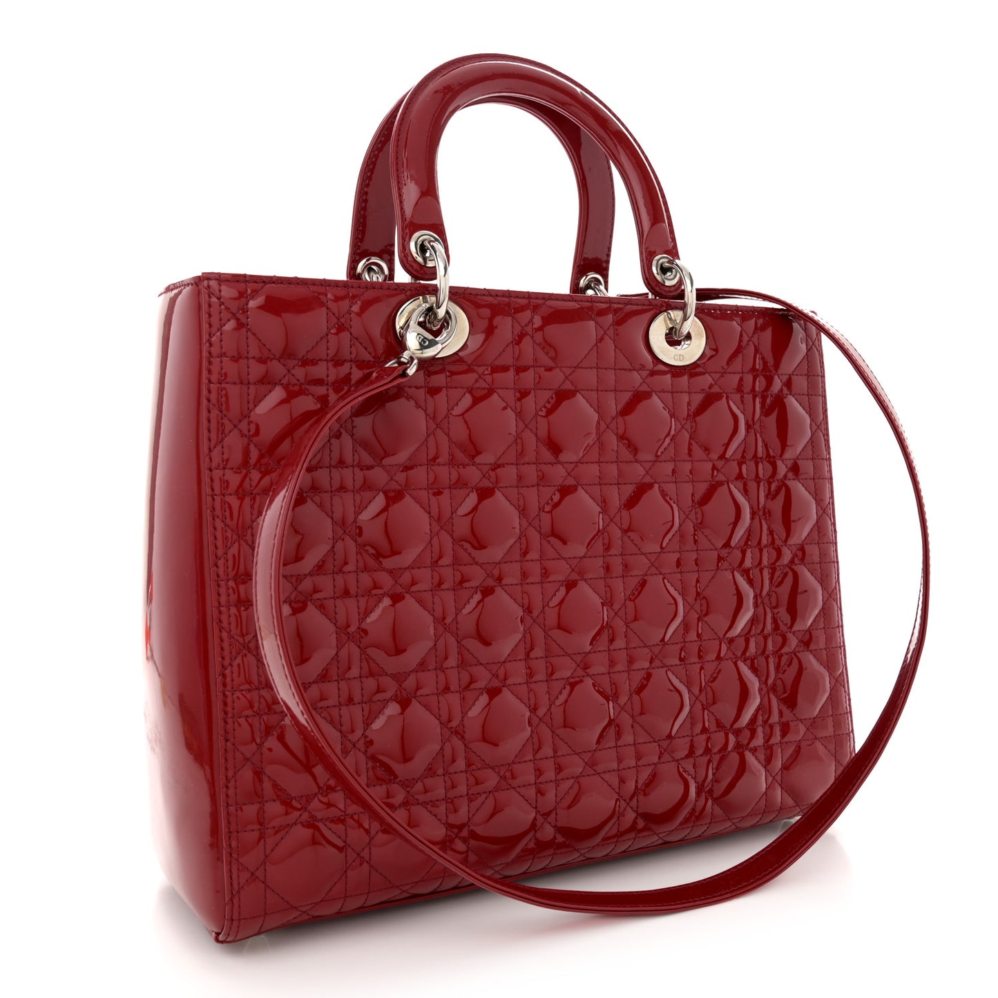 Patent Cannage Large Lady Dior Red