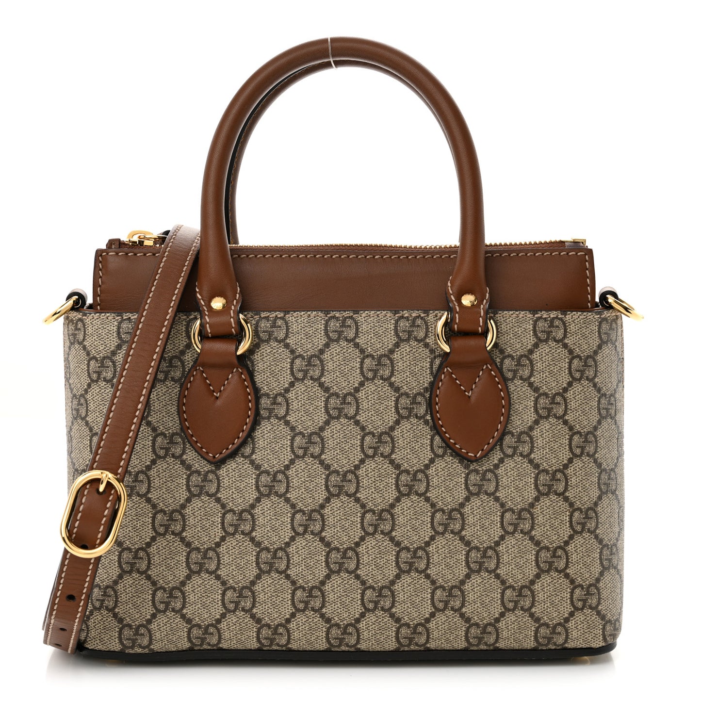 GG Supreme Monogram Mini Zip Top Tote Beige Tuscany