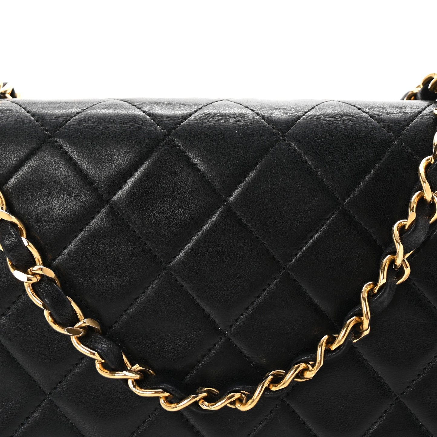 Lambskin Quilted Small Single Flap Black