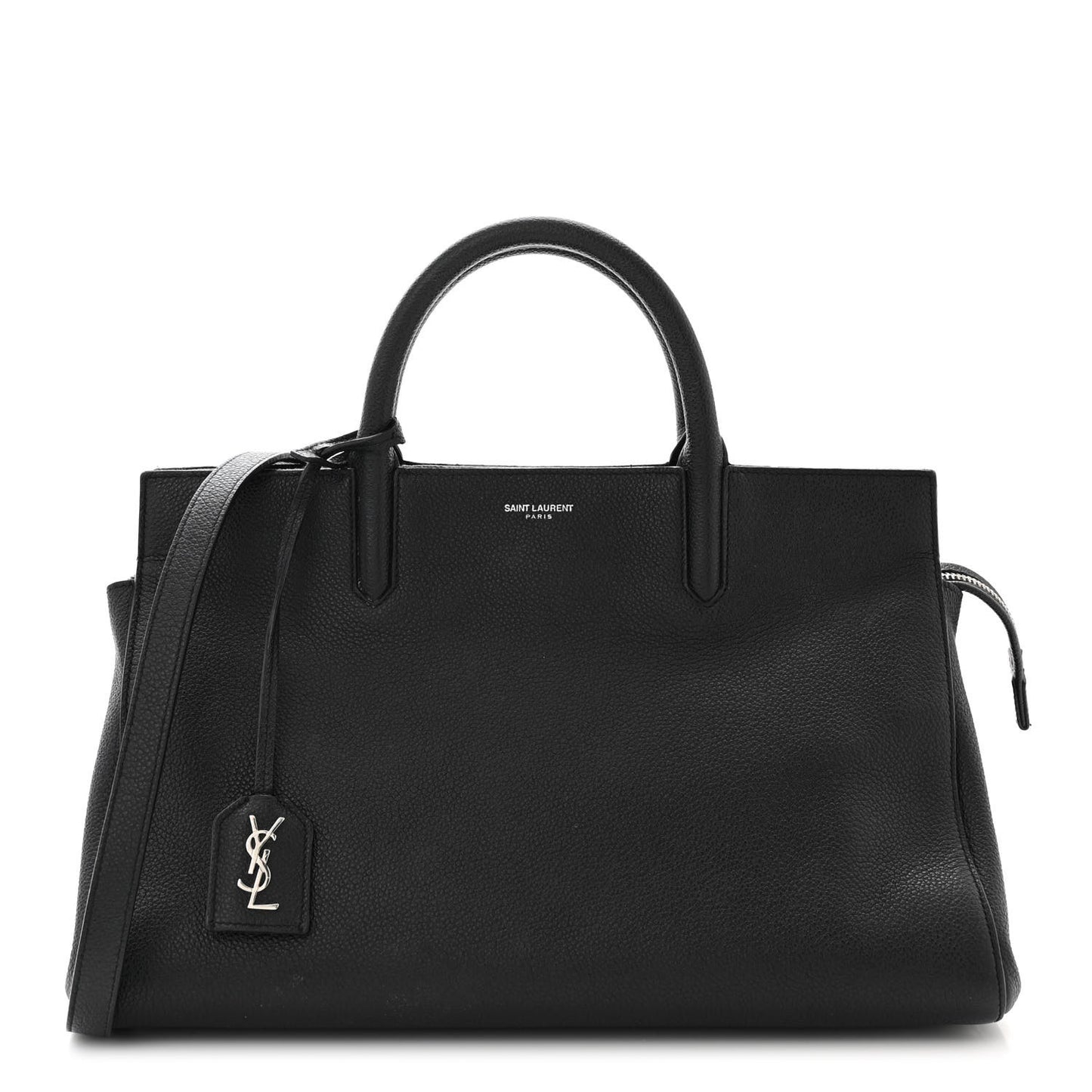 Grained Calfskin Small Cabas Rive Gauche Black