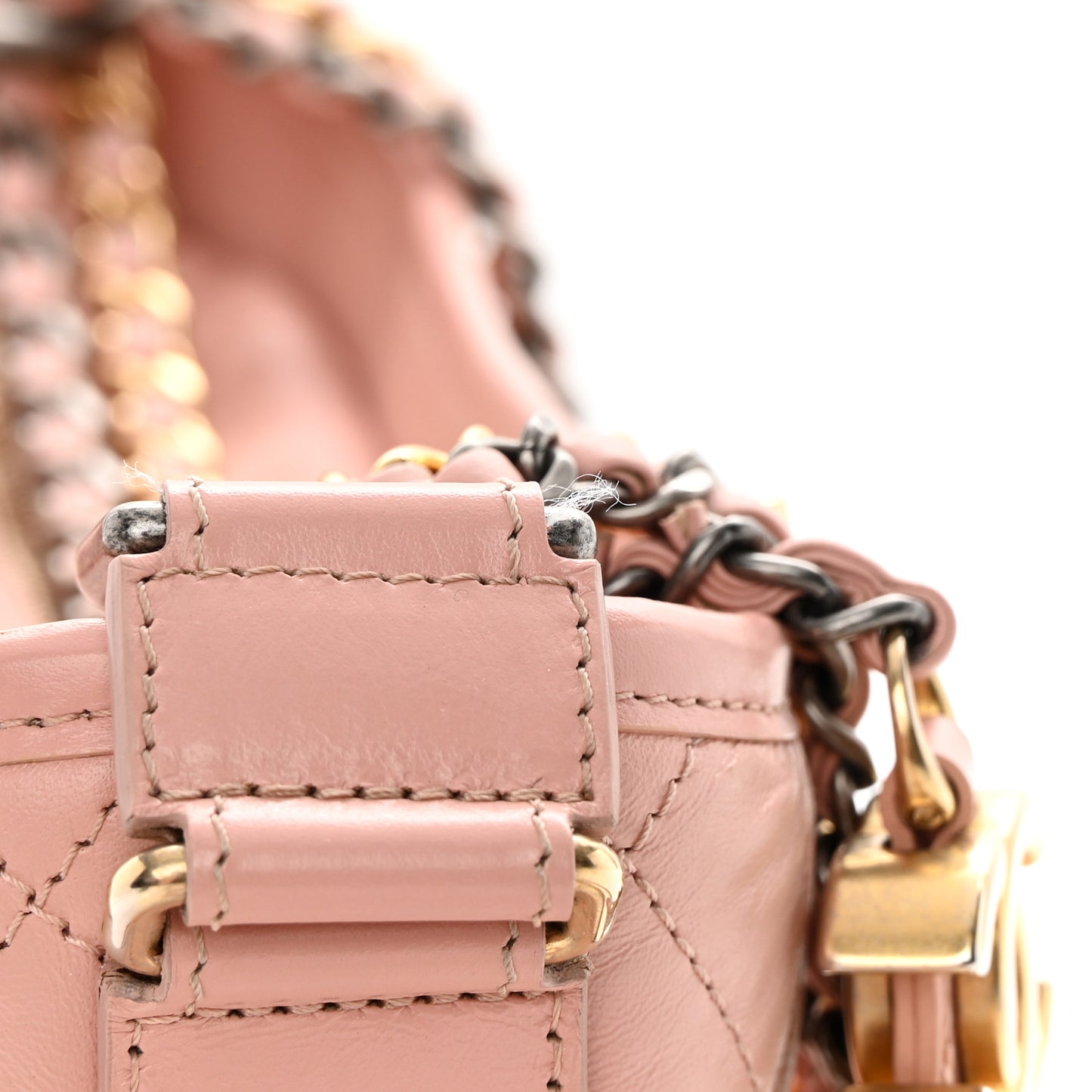 Aged Calfskin Quilted Small Gabrielle Hobo Pink