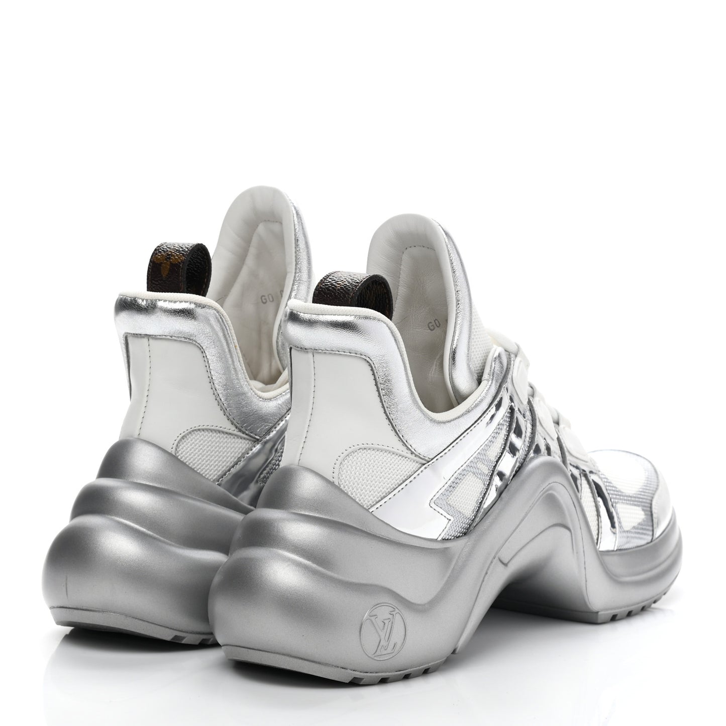 Metallic Calfskin Technical Nylon LV Archlight Sneakers 39 White Silver