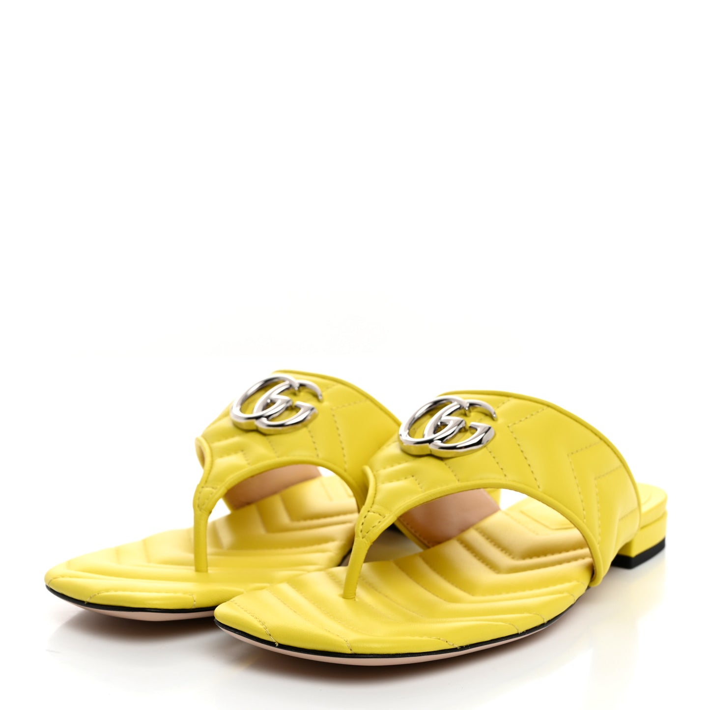 Nappa Charlotte Double G Marmont Thong Sandals 38.5 Banana