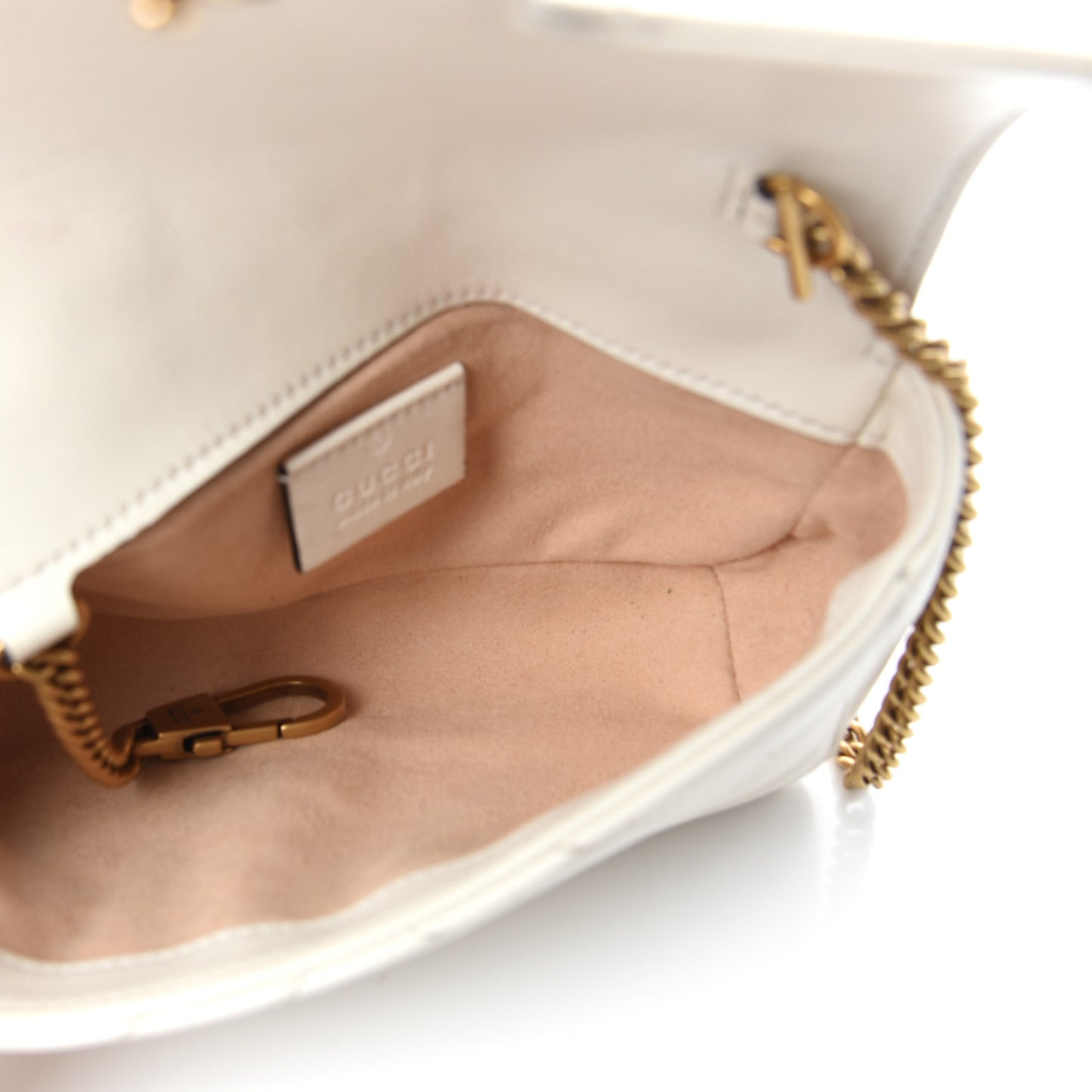 Calfskin Matelasse Super Mini GG Marmont Shoulder Bag White