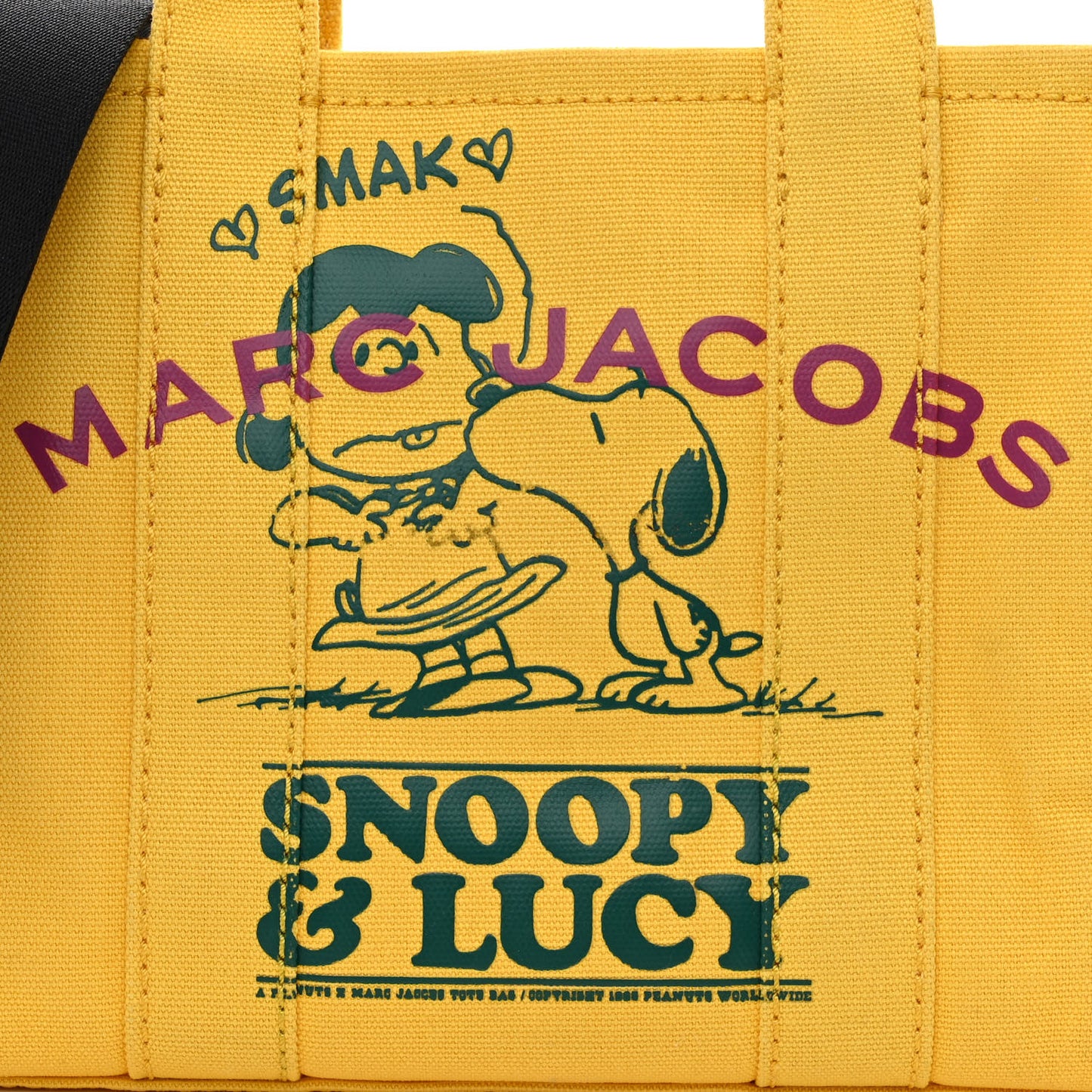 X PEANUTS Canvas The Snoopy Mini Tote Bag Yellow