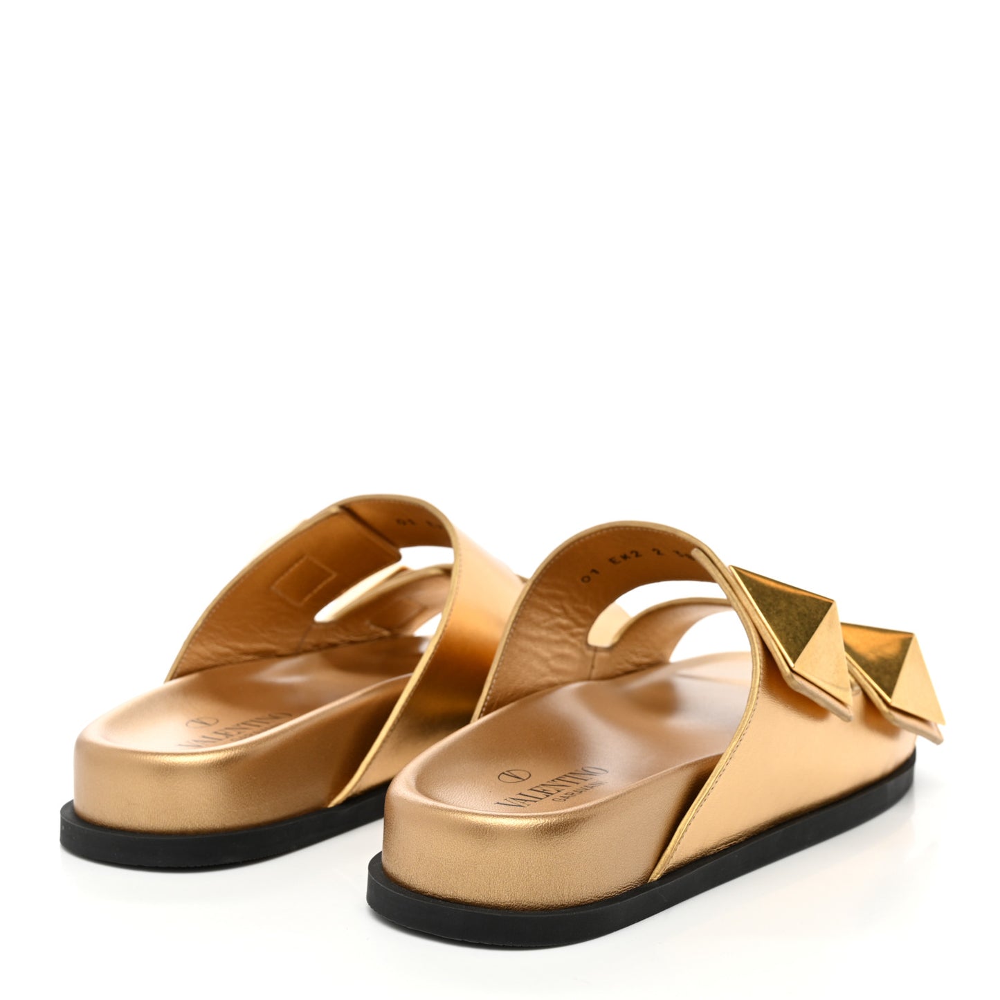 Nappa Roman Stud Slide Sandals 38 Antique Brass