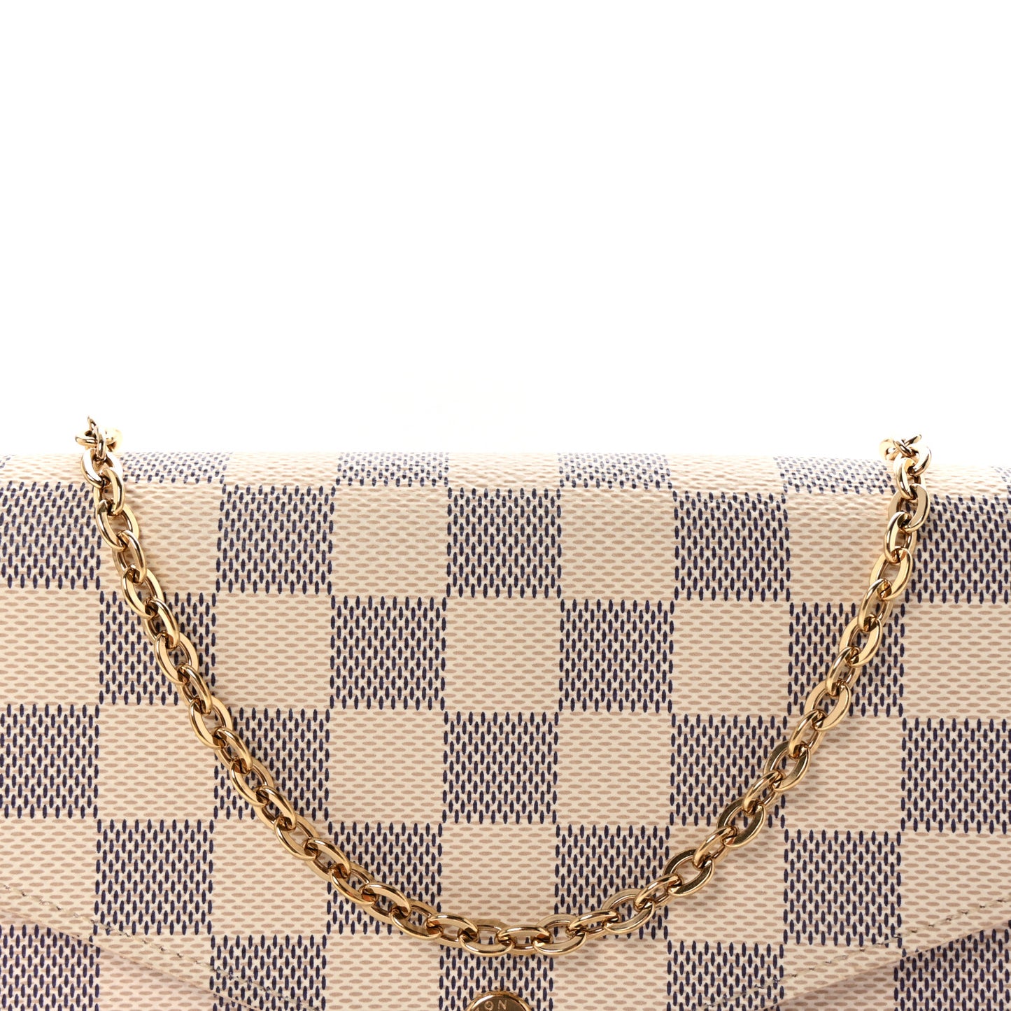 Damier Azur Pochette Felicie Chain Wallet Rose Ballerine