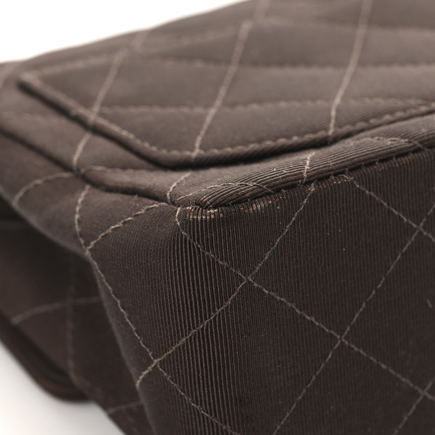 Grosgrain Quilted Mini Square Flap Brown