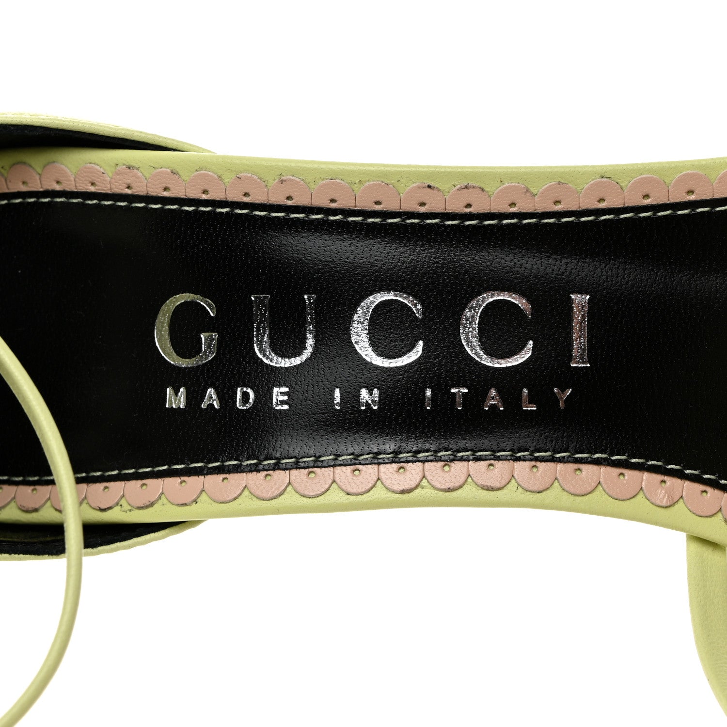 Gucci Nappa Charlotte GG Ankle Strap High Heel Sandals 39.5 Pistachio Green 6 of 8