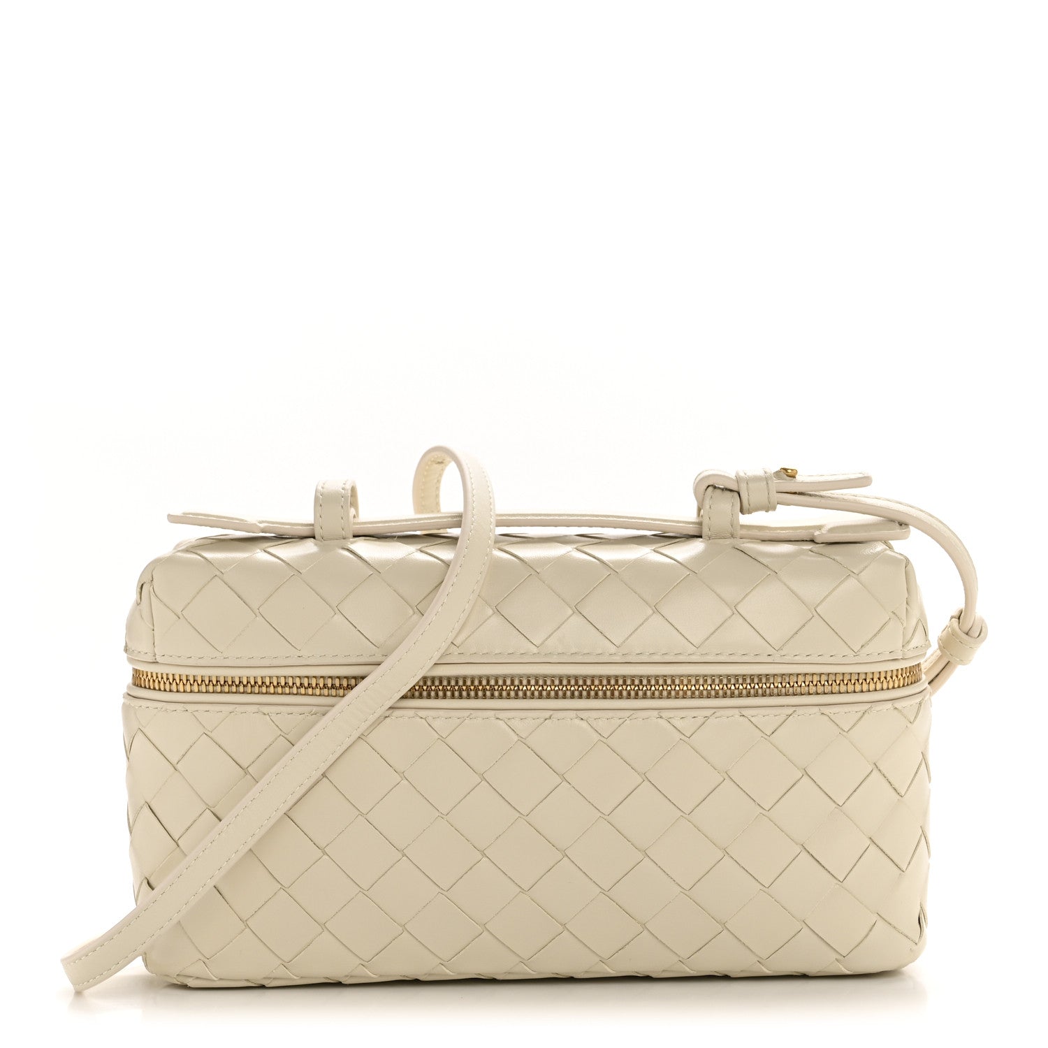 お値下げ　BOTTEGA VENETA ベージュ ケース Bottega Veneta Calfskin Intrecciato Bang Bang Vanity Case Sea Salt