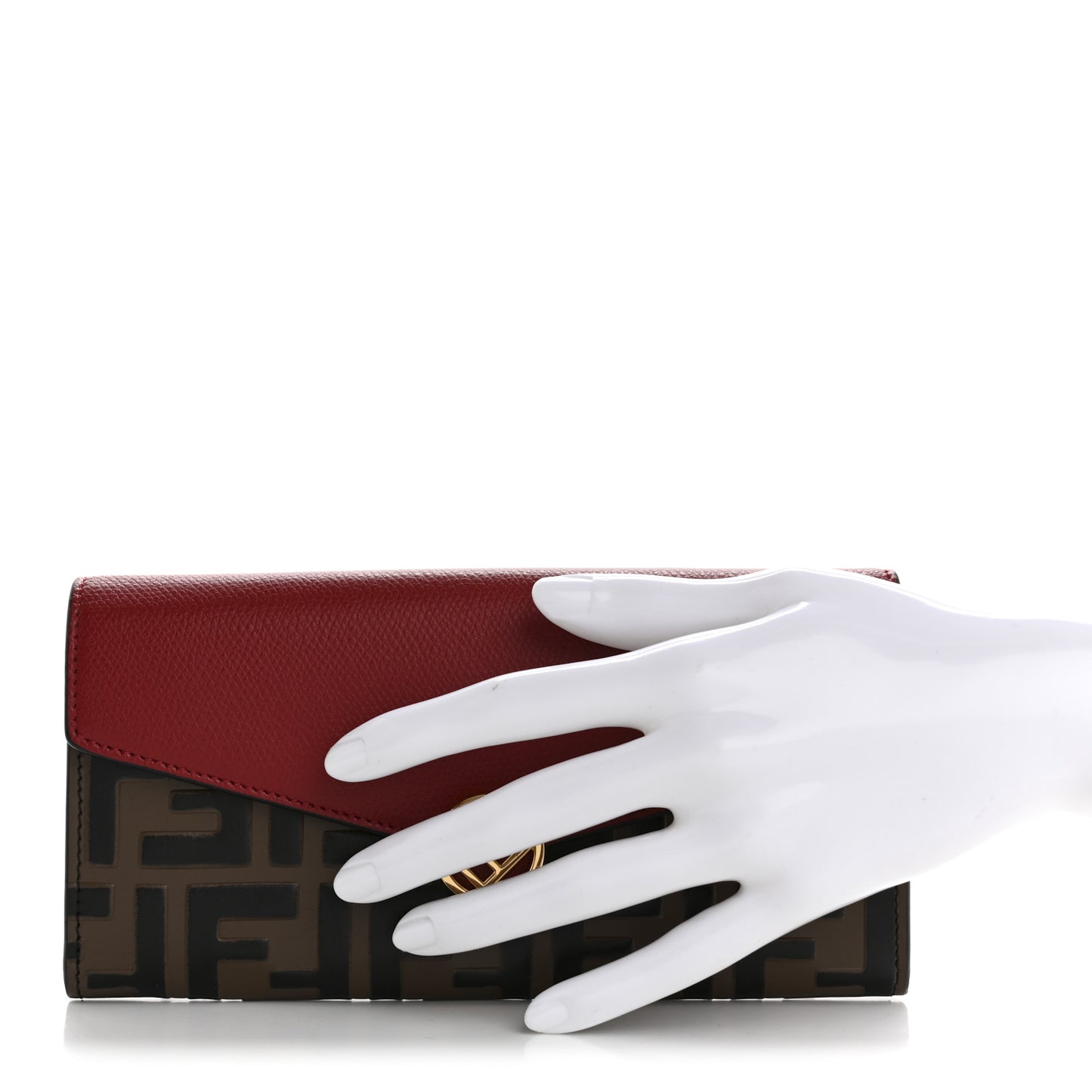 Vitello Cruise F is Fendi Bi-Color FF 1974 Embossed Continental Envelope Wallet Maya Black Fragola