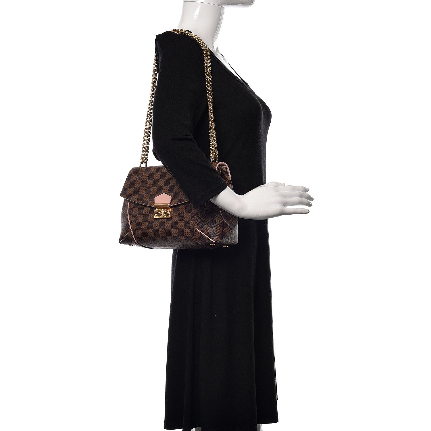 Louis Vuitton Damier Ebene Caissa Clutch Rose Ballerine 2 of 10