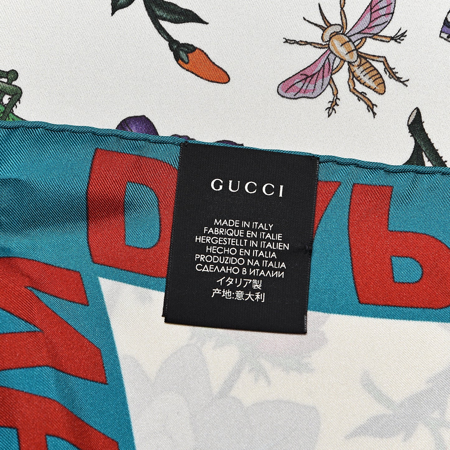 X DAPPER DAN Silk Flora Square Scarf Ivory Sky Blue