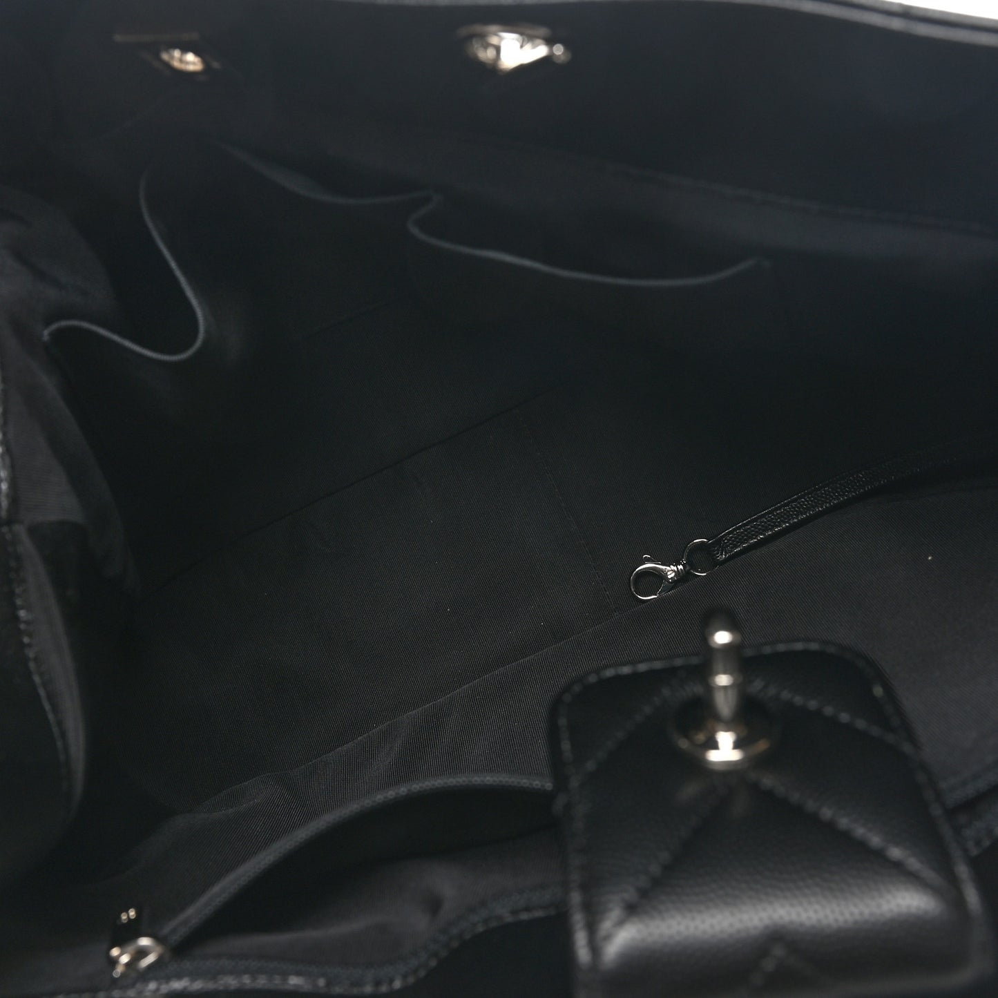 Caviar Chevron Quilted Large Shopping Tote Black