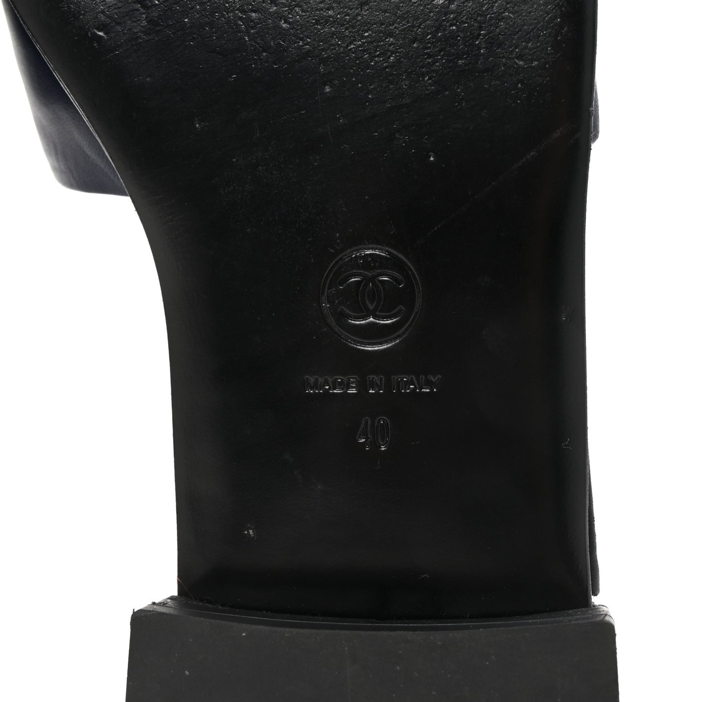 Lambskin CC Braided Mules 40 Navy Blue Black