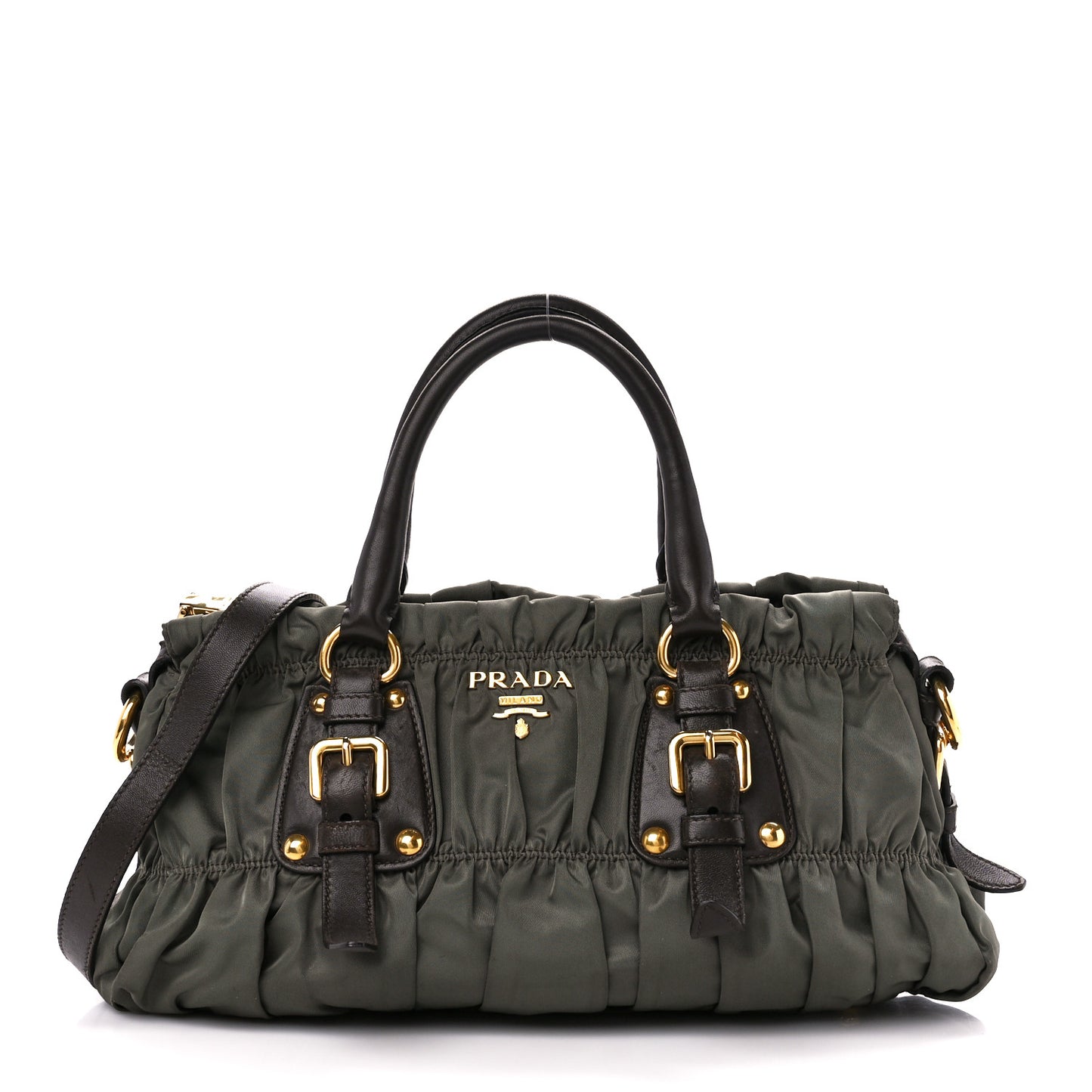 Tessuto Nylon Gaufre Shopping Satchel Fumo