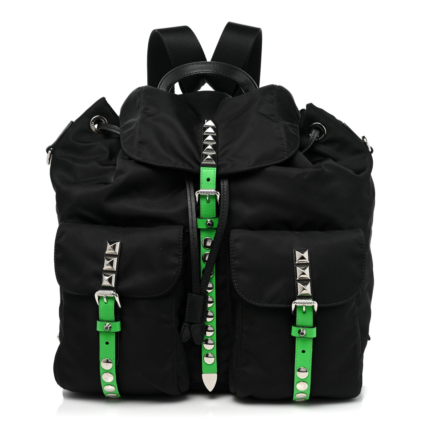 Nylon New Vela Studded Backpack Black Green