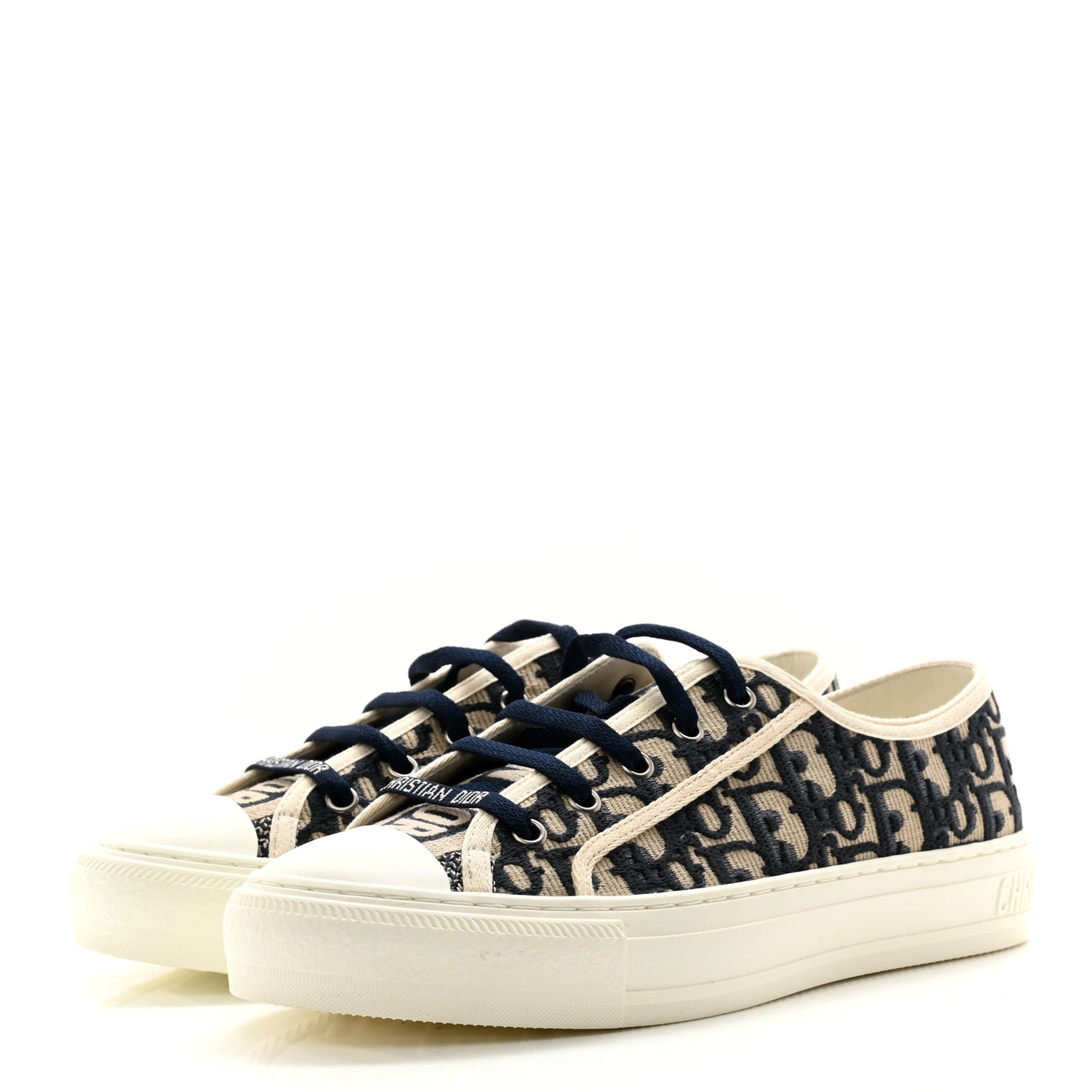 Canvas Oblique Walk N Dior Low Top Sneakers 39 Deep Blue