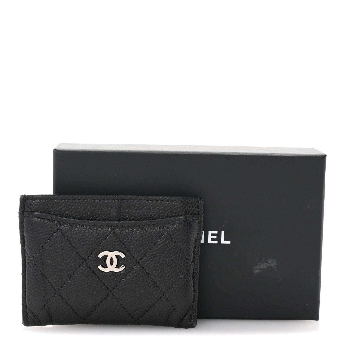 Caviar Quilted Card Holder Black