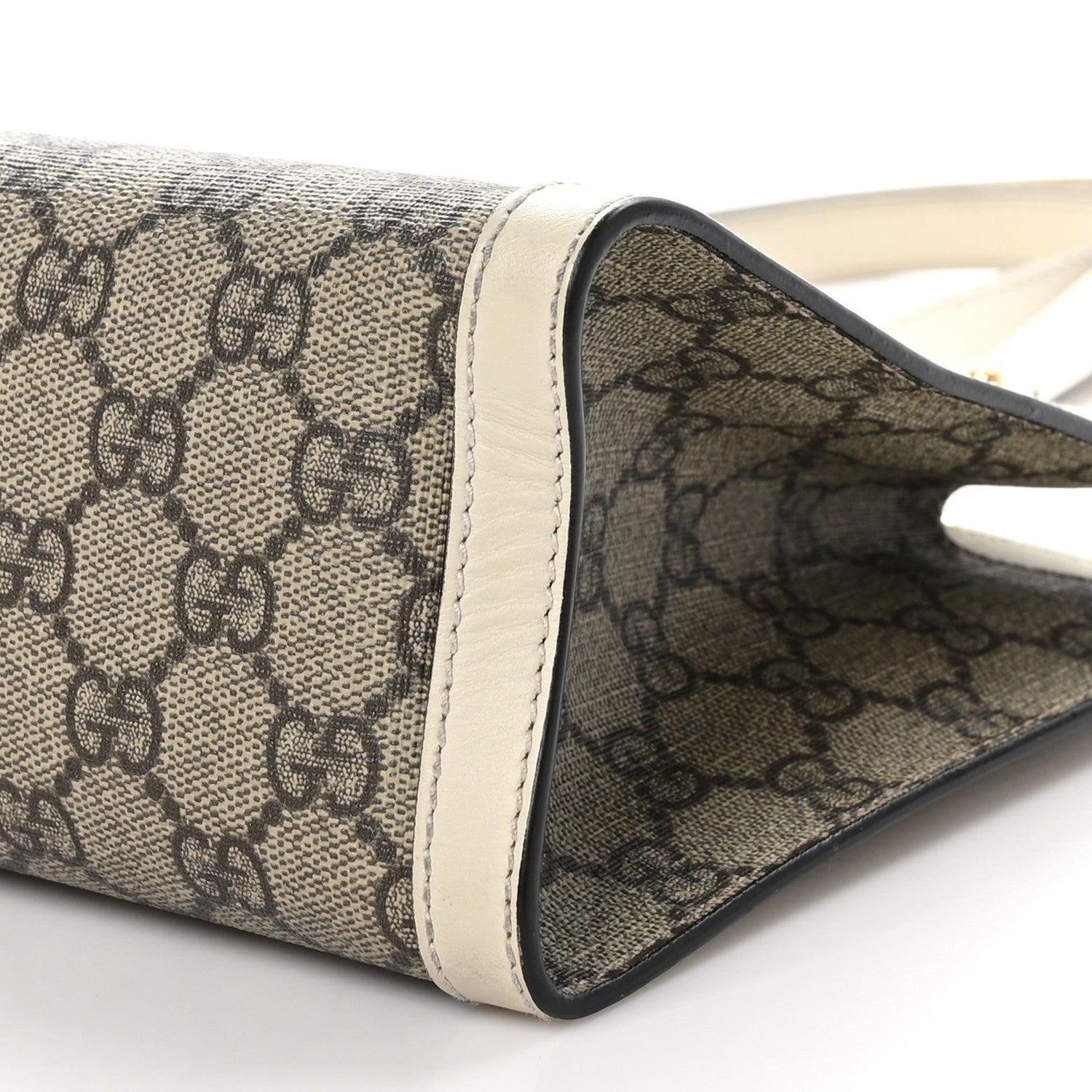 Gucci GG Supreme Monogram Moon Calfskin Small Padlock Tote Beige Ebony Mystic White 10 of 11