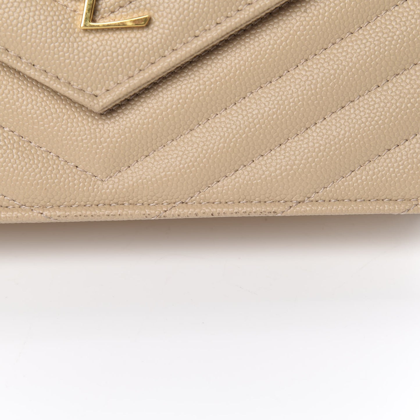Grain De Poudre Matelasse Chevron Monogram Envelope Chain Wallet Nude Powder
