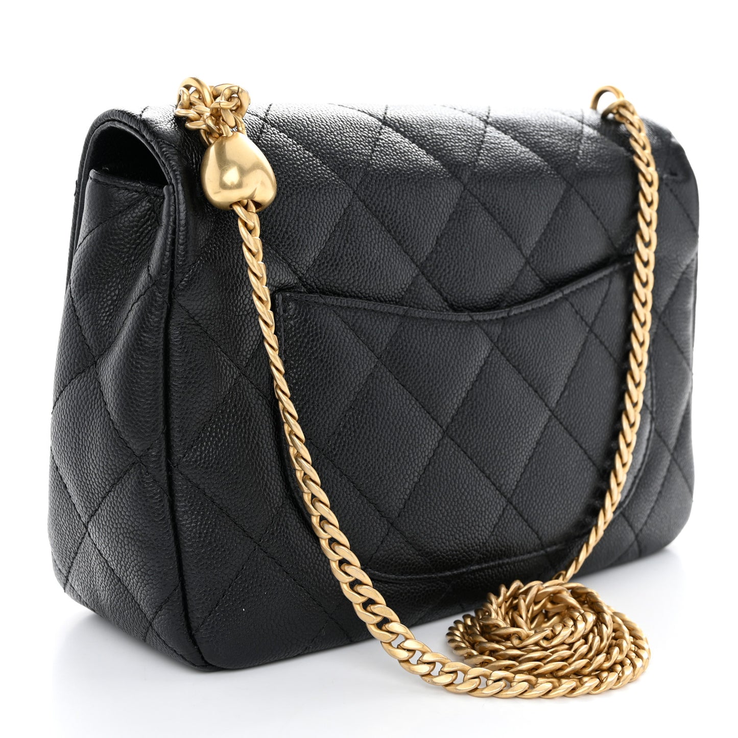 Caviar Quilted Sweetheart Flap Black