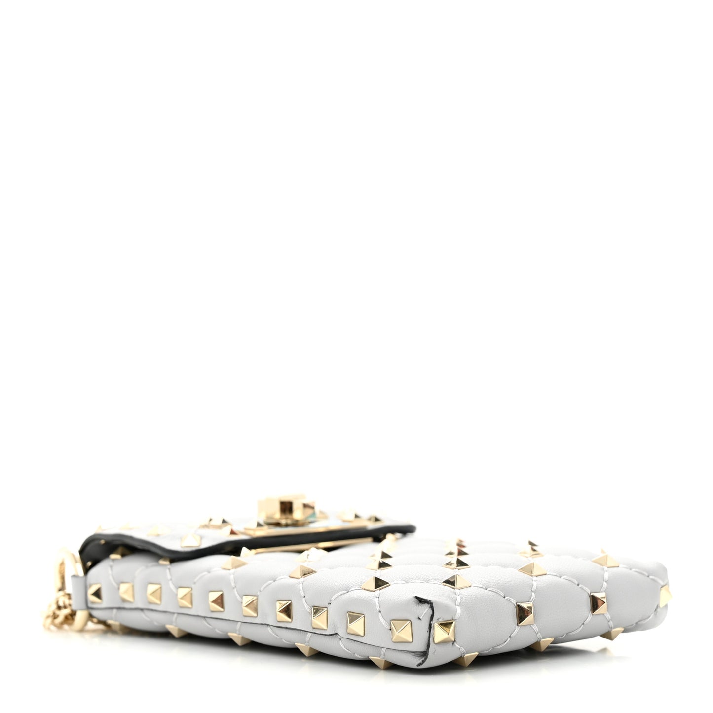 Lambskin Rockstud Crossbody Phone Case Pastel Grey