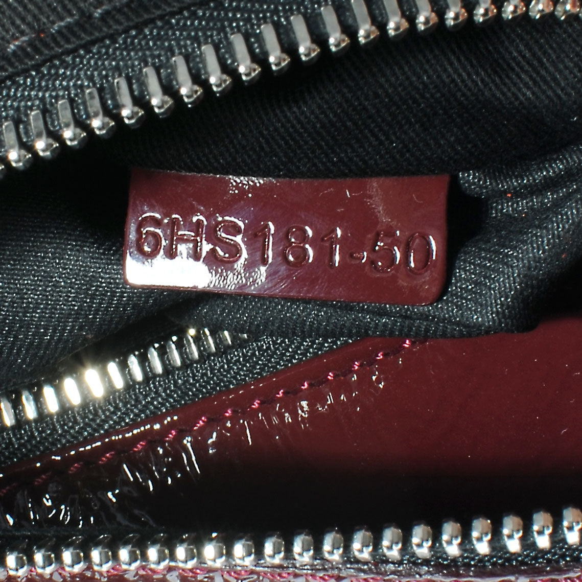 Crinkled Patent Betty Shoulder Bag Burgundy