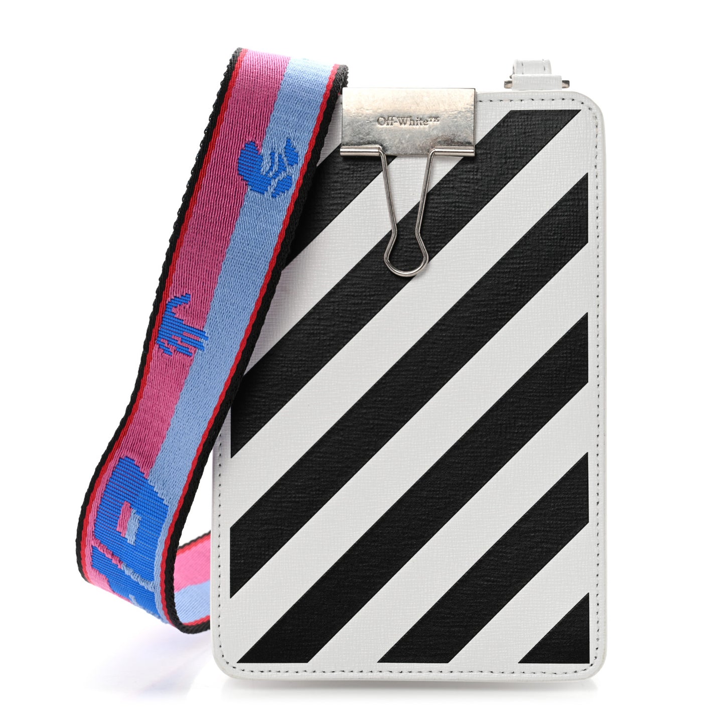 Saffiano Striped Phone Bag Black White