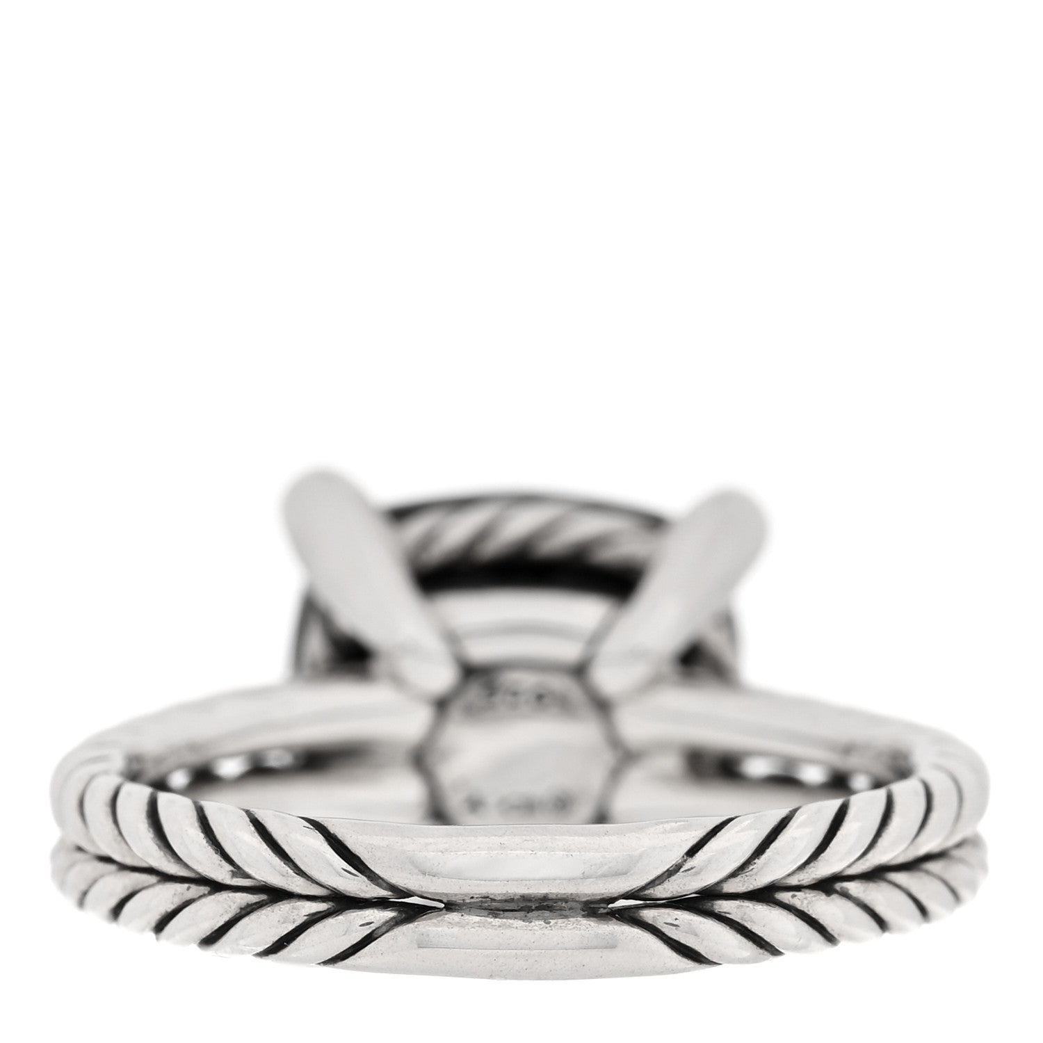 David Yurman Sterling Silver Diamond Onyx 11mm Chatelaine Ring 53 6.5 3 of 4