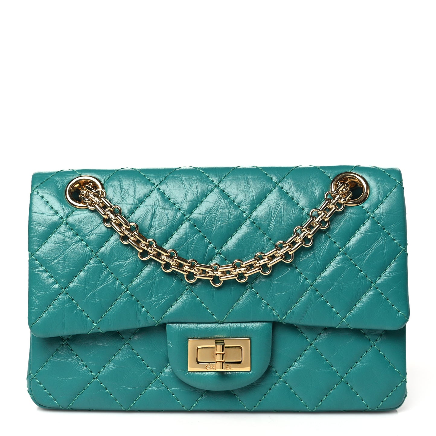 Aged Calfskin Quilted 2.55 Reissue Mini Flap Green