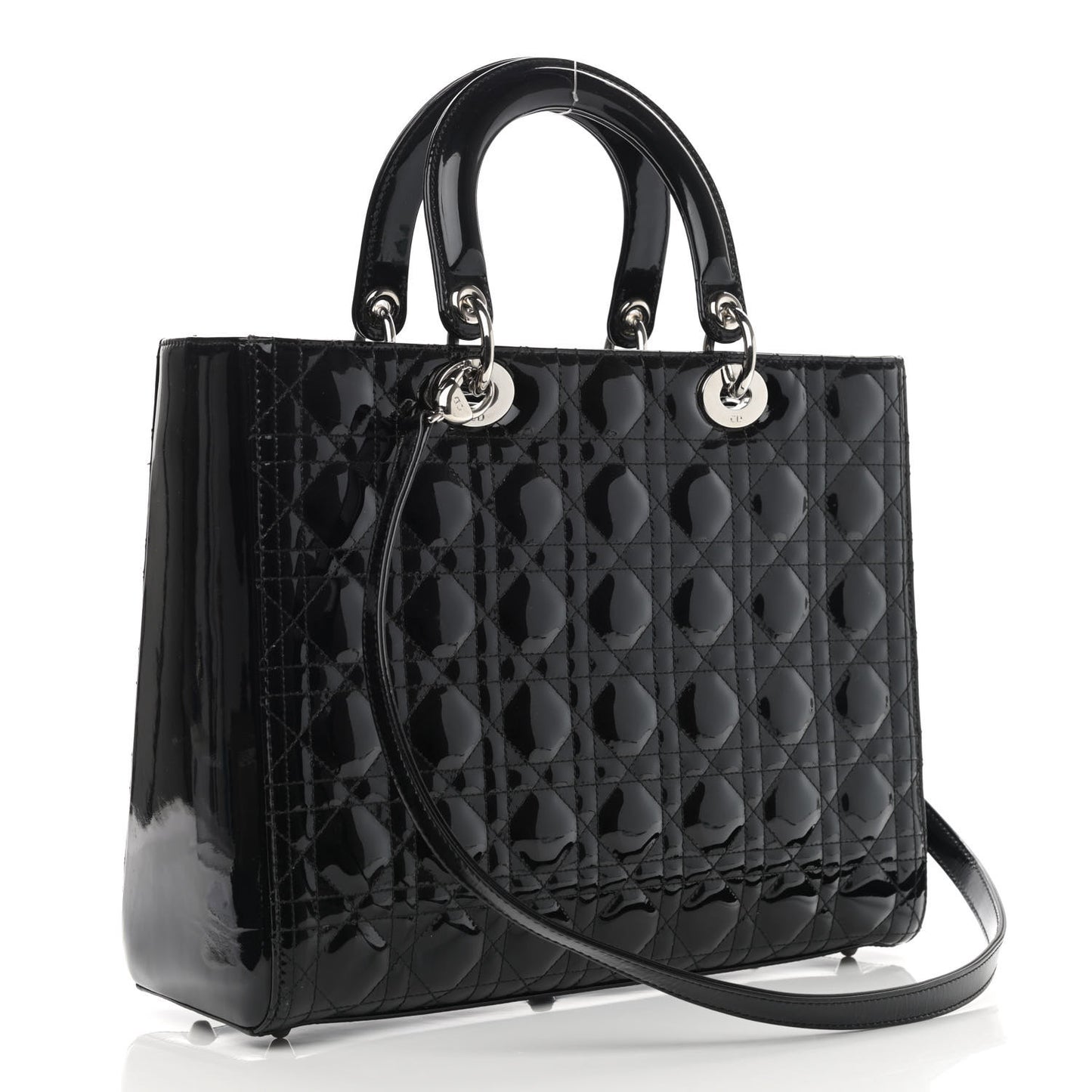 Patent Cannage Large Lady Dior Black