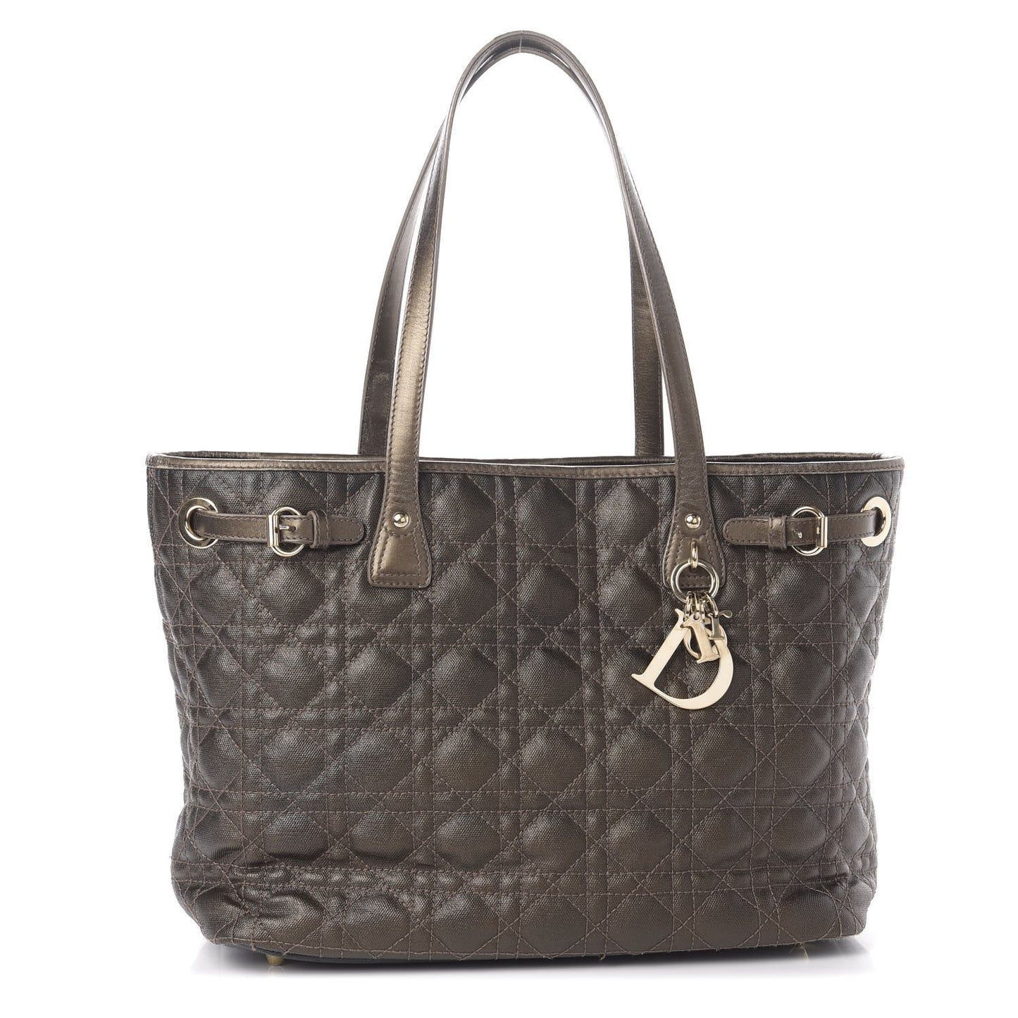 Coated Canvas Cannage Medium Panarea Tote Bronze