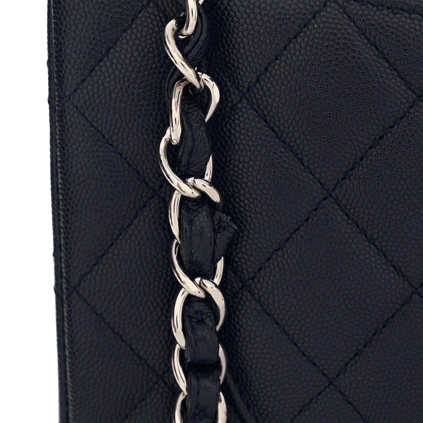 Caviar Quilted Maxi Double Flap Navy Blue