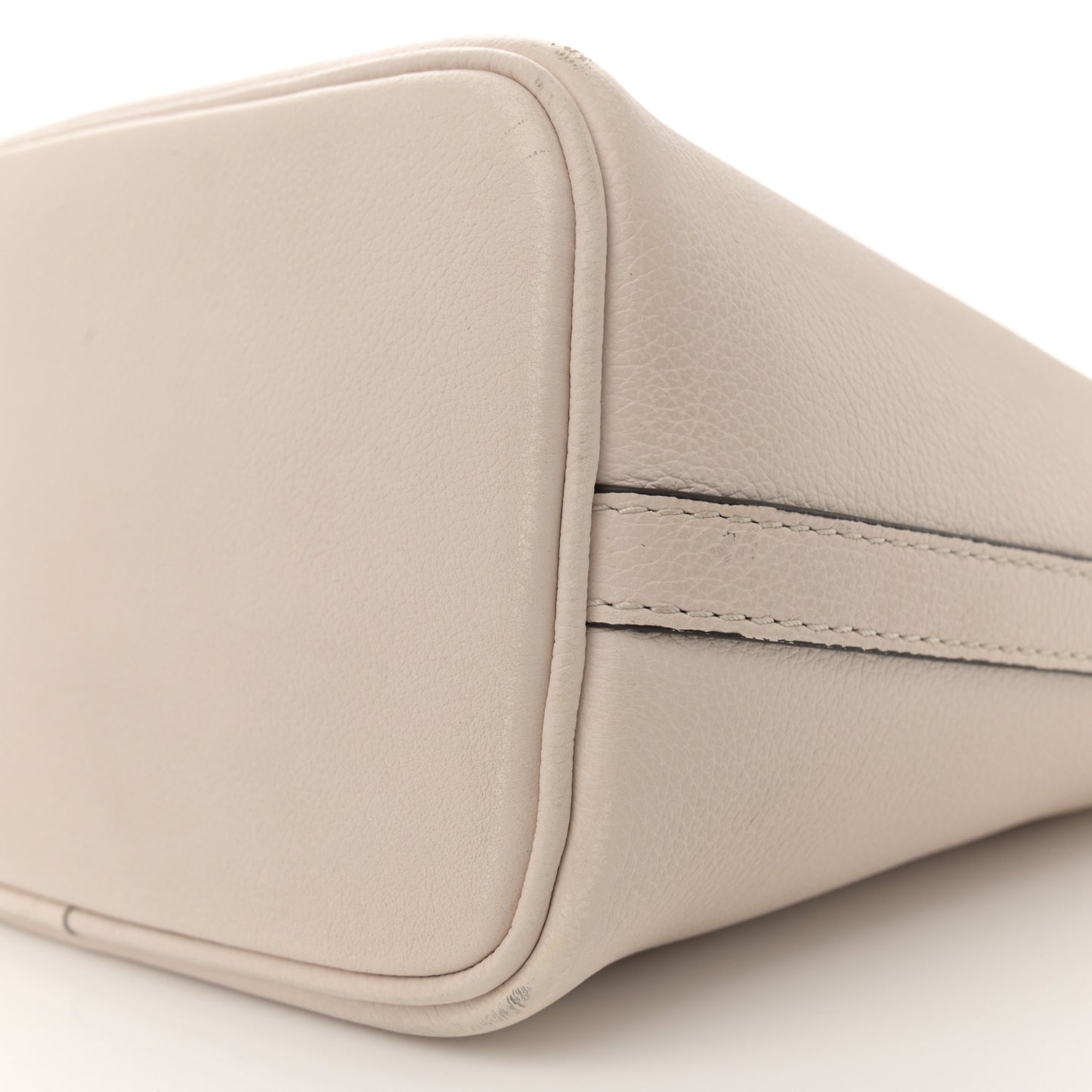 Grained Calfskin Lock and Walk Bucket Quartz