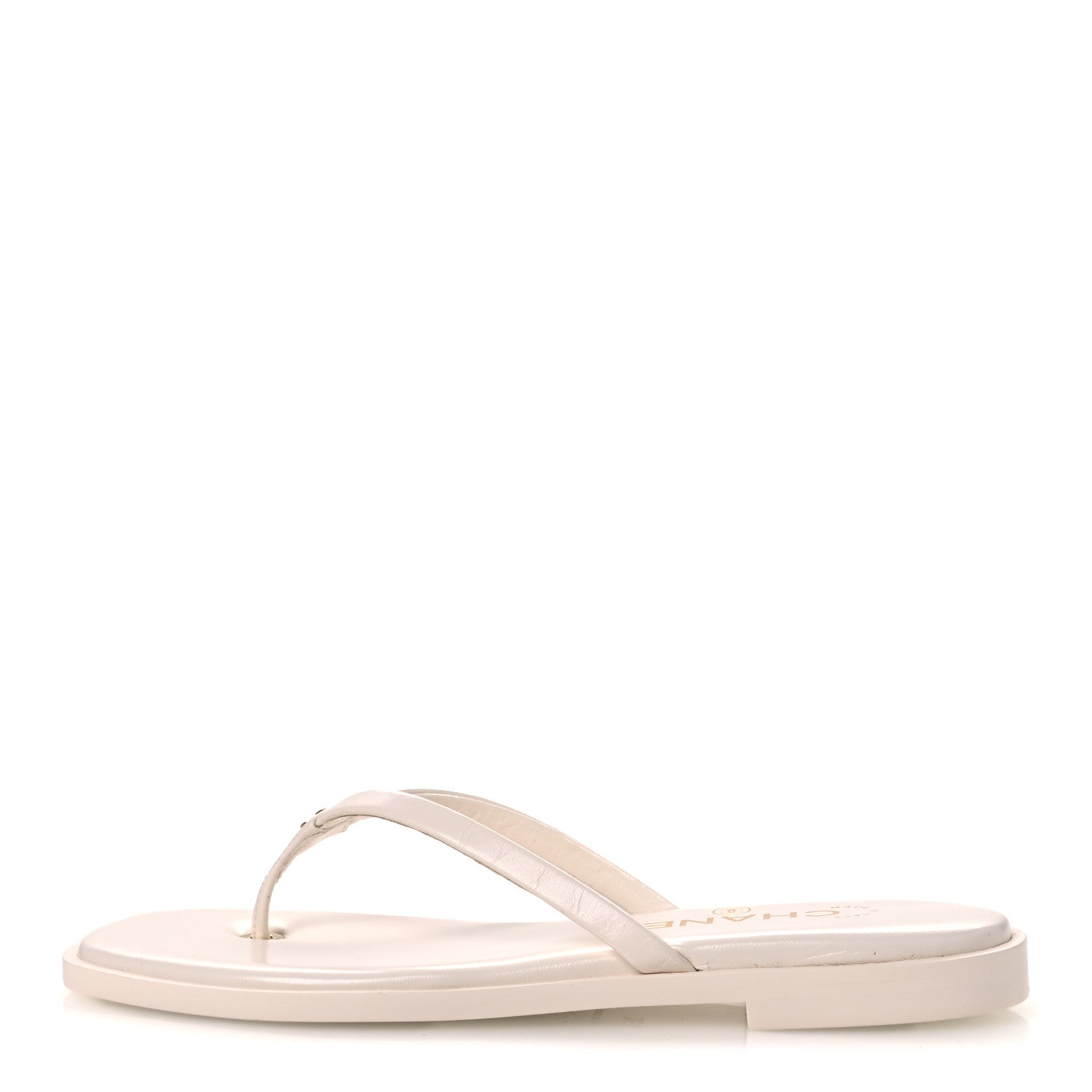 Chanel Goatskin CC Times Square Thong Sandals 35.5 White 1926699