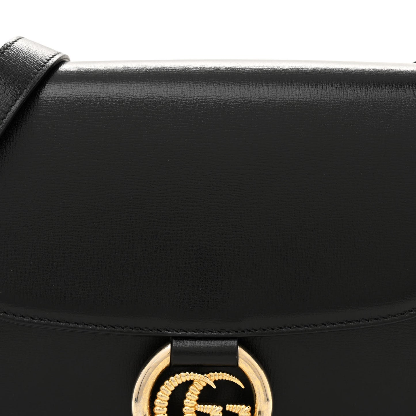 Textured Calfskin Medium Torchon GG Ring Shoulder Bag Black