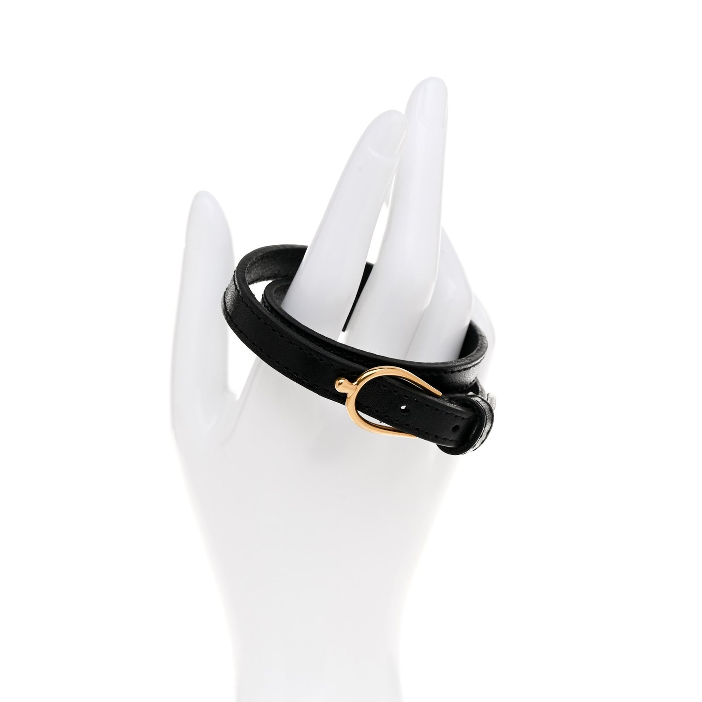 Leather Lucky Bone Double Wrap Bracelet Black