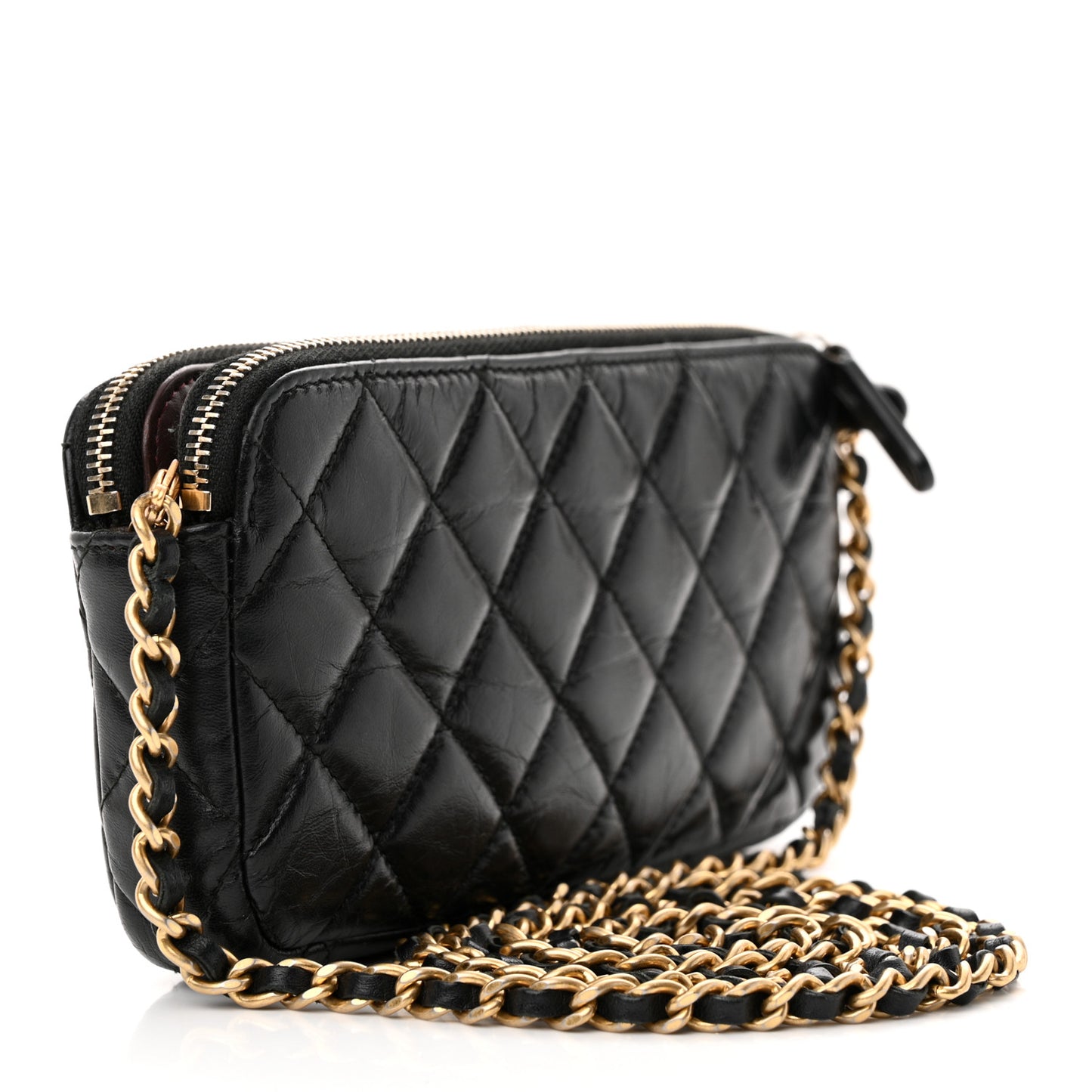 Aged Calfskin Lucky Charms 2.55 Reissue Small Clutch With Chain Black