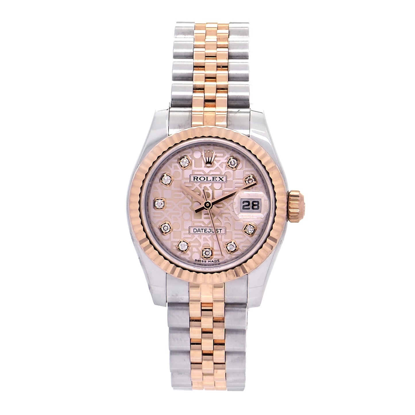 Stainless Steel 18K Everose Gold Diamond 26mm Oyster Perpetual Datejust Watch Pink Jubilee 179171
