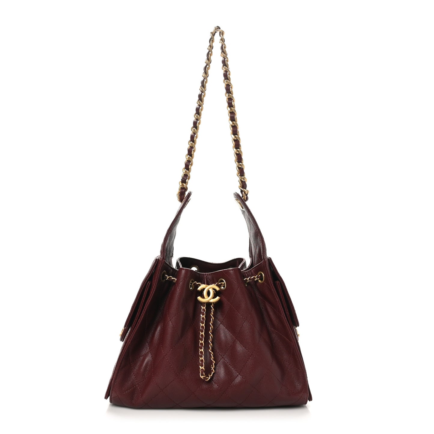 Caviar Quilted Small Chanel 25 Handbag Burgundy