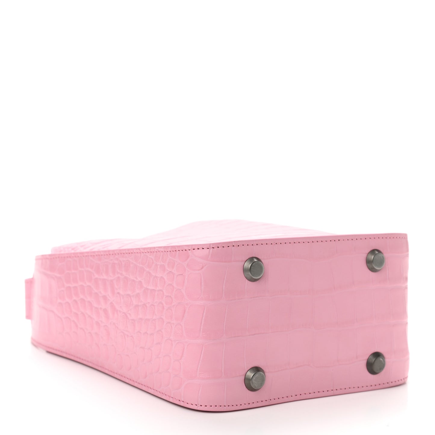 Calfskin Logo Crocodile Embossed XS Tool 2.0 North-South Tote Candy Pink White