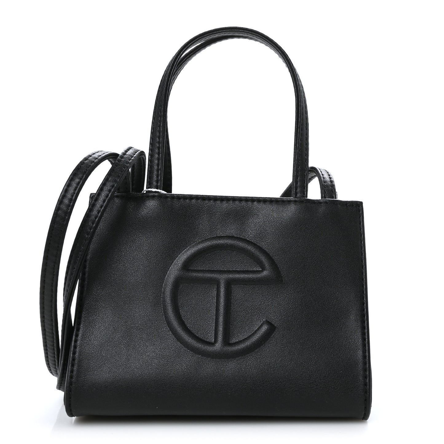 Vegan Leather Small Shopping Bag Black