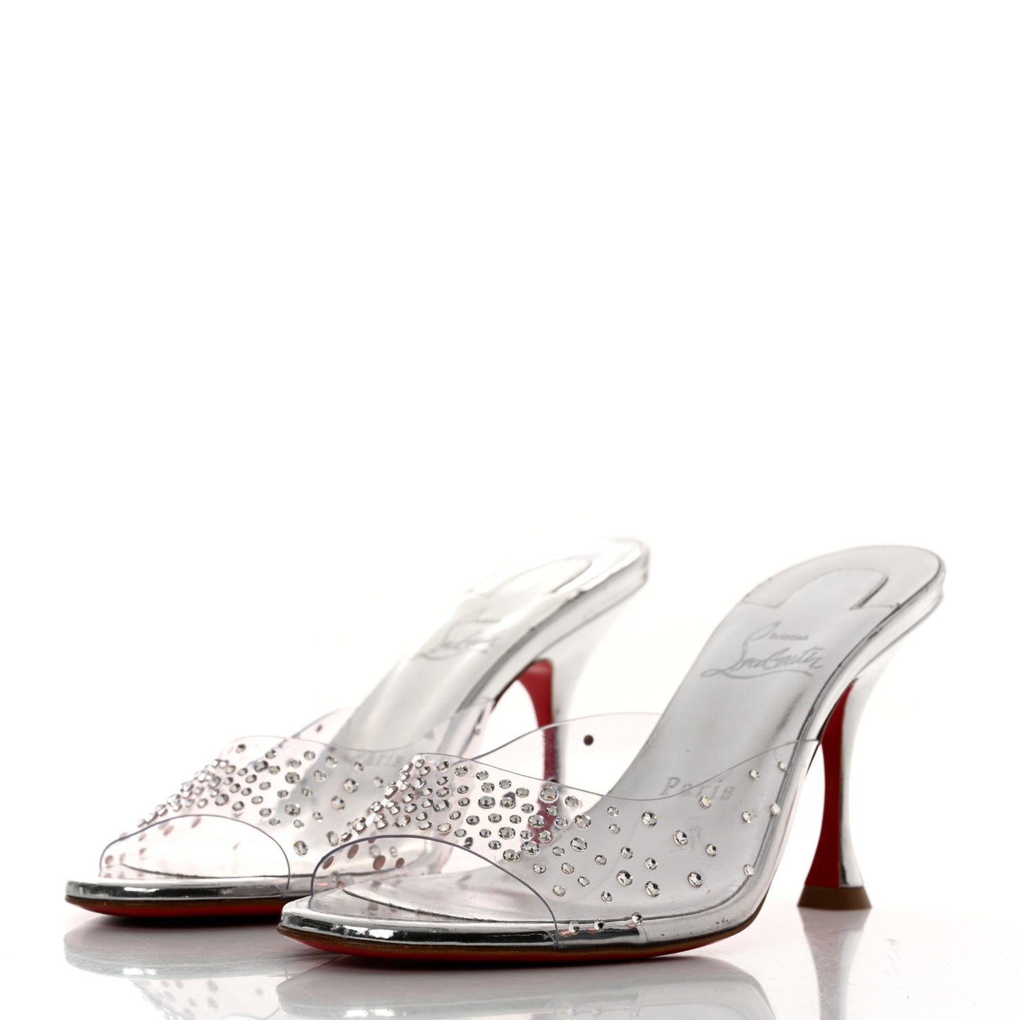 PVC Crystal Degramule Strass 85 38 Mules Silver