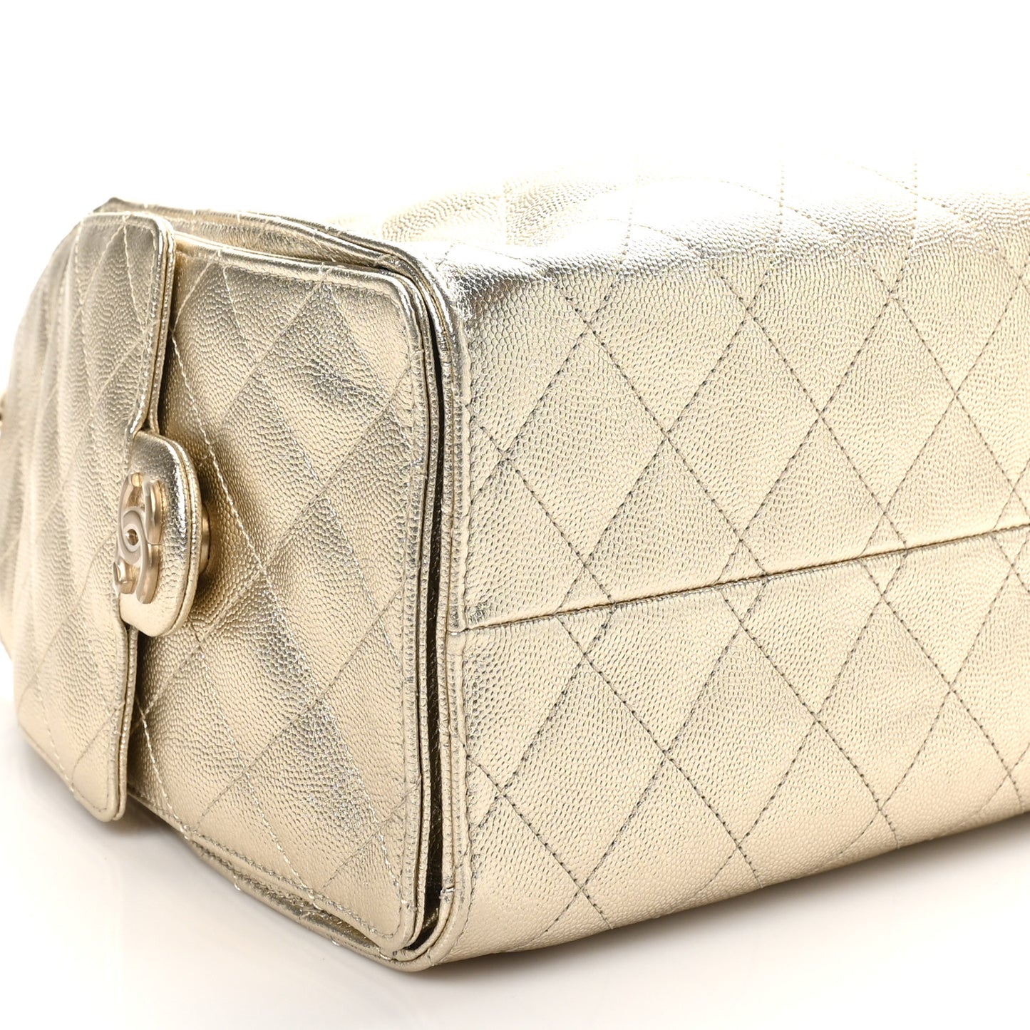 Metallic Caviar Quilted Small Chanel 25 Hobo Gold